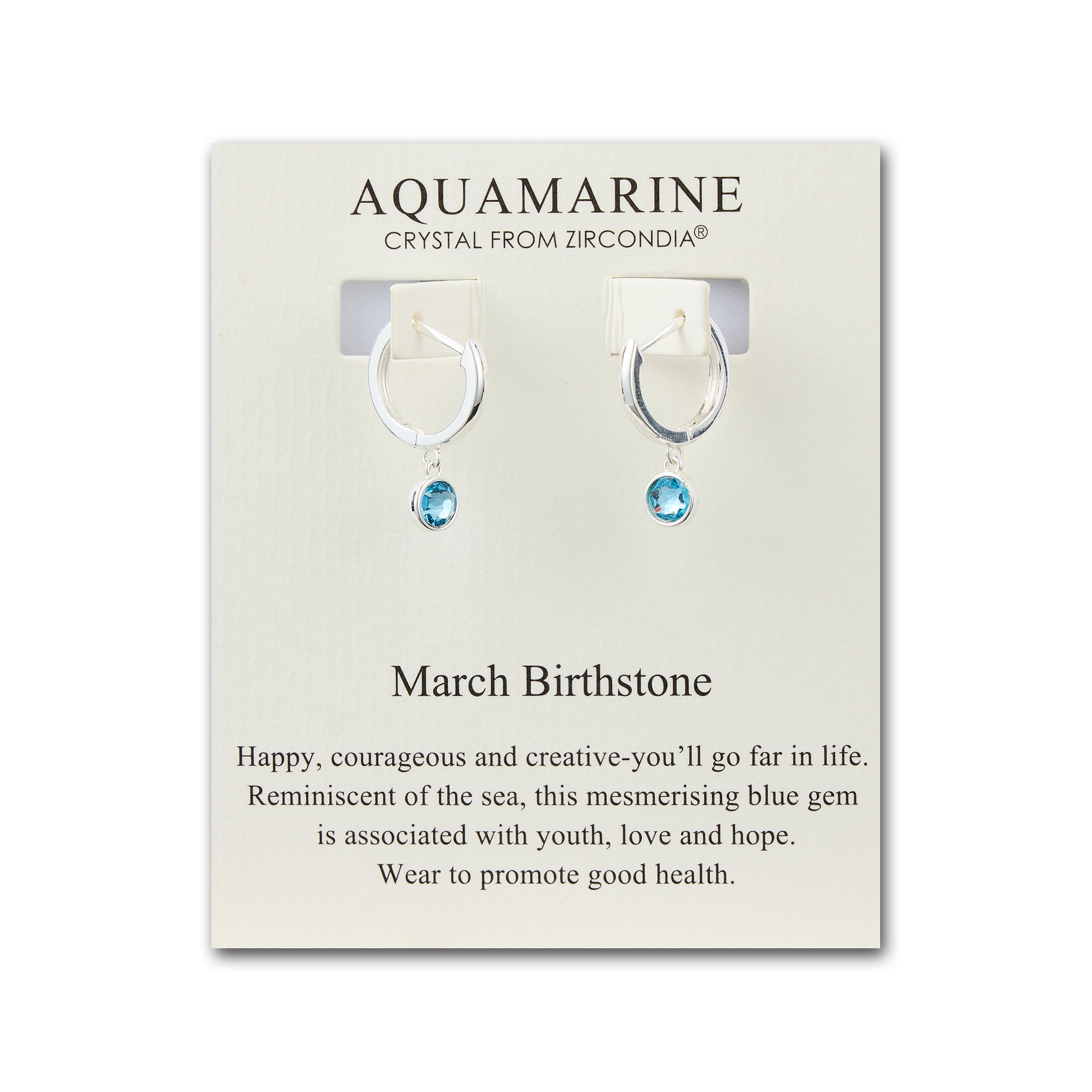 March Birthstone Hoop Earrings Created with Aquamarine Zircondia® Crystals