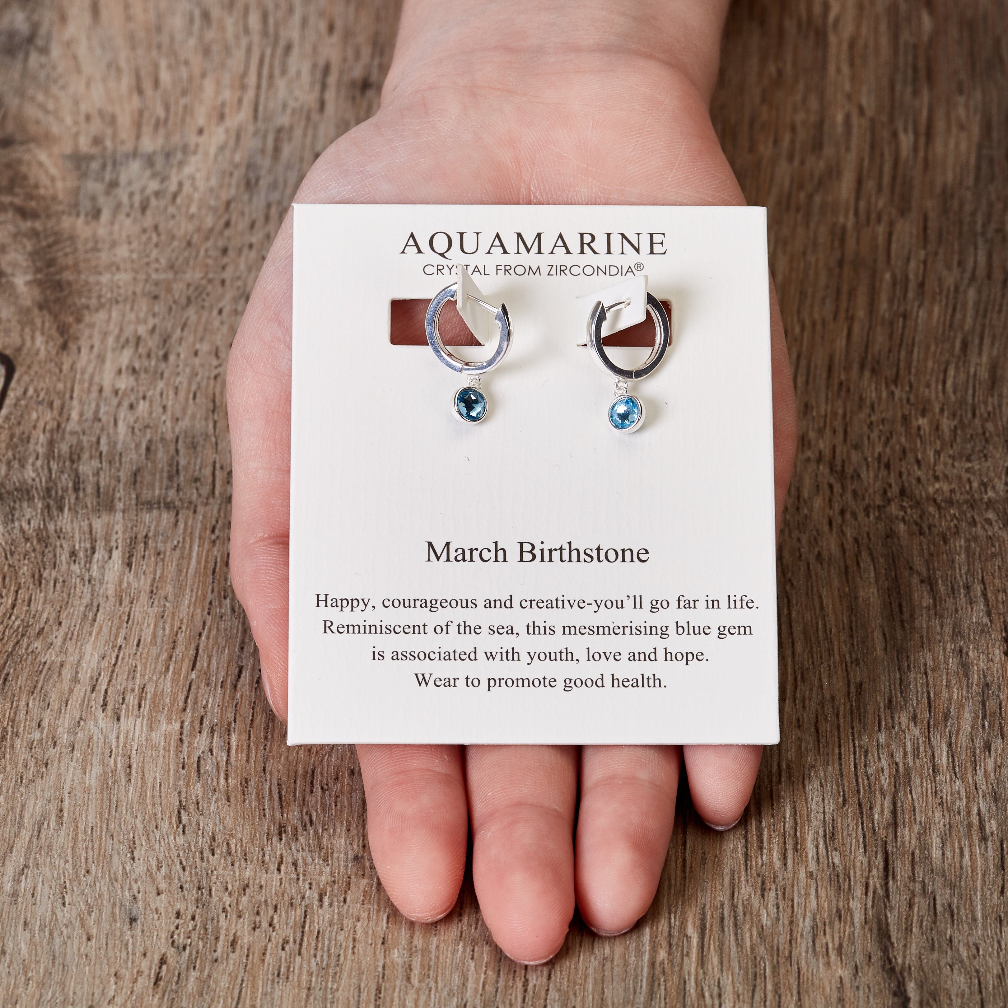 March Birthstone Hoop Earrings Created with Aquamarine Zircondia® Crystals