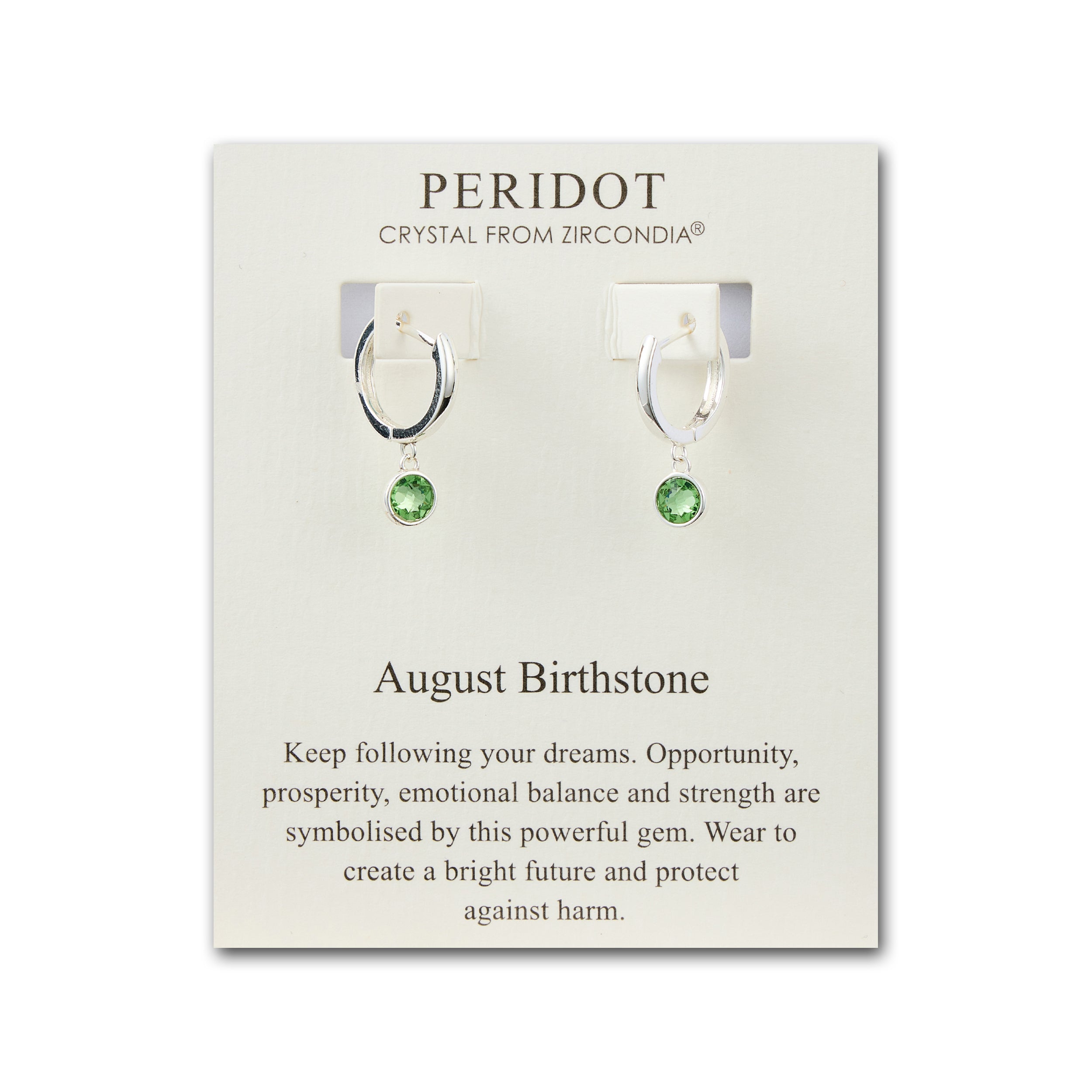 August Birthstone Hoop Earrings Created with Peridot Zircondia® Crystals