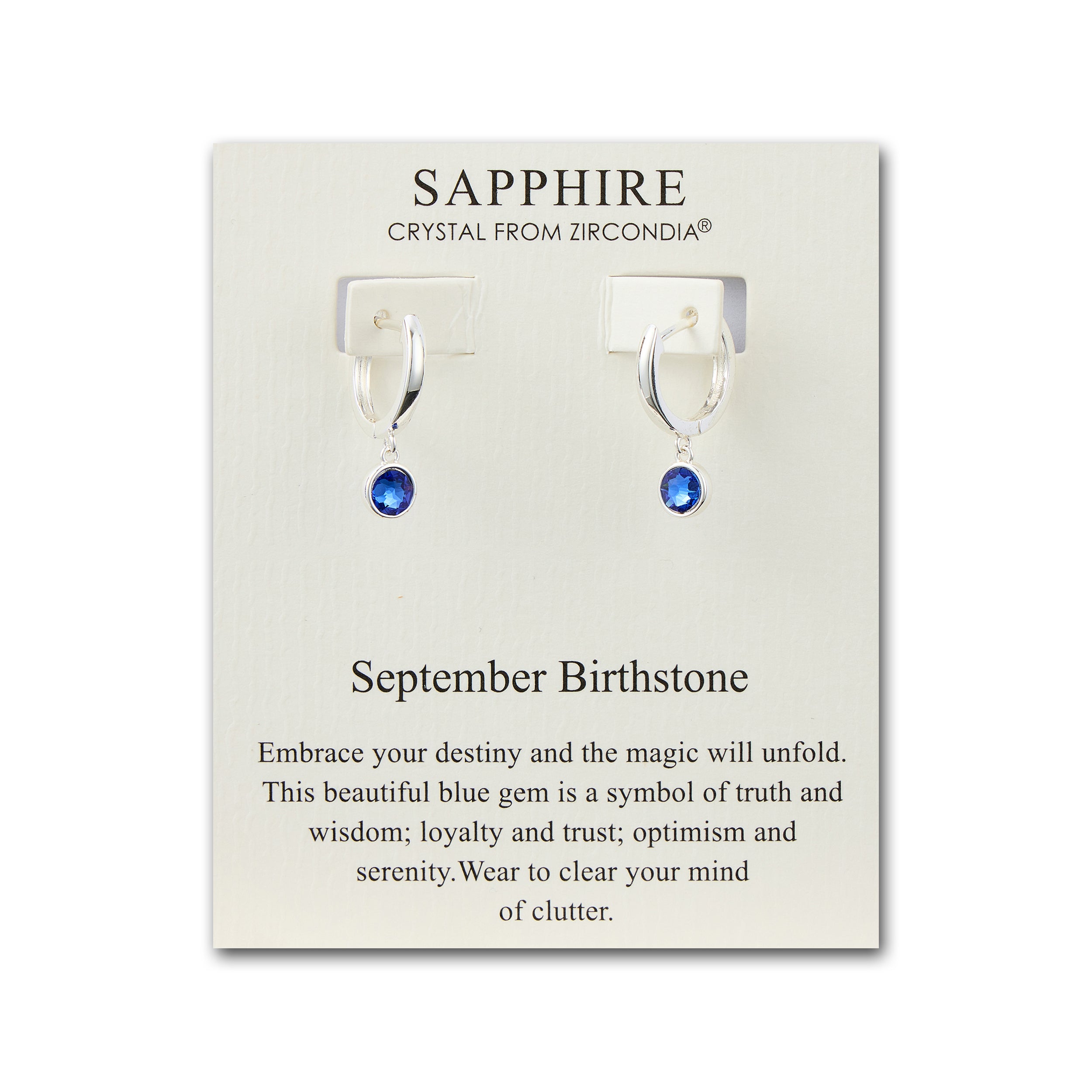 September Birthstone Hoop Earrings Created with Sapphire Zircondia® Crystals