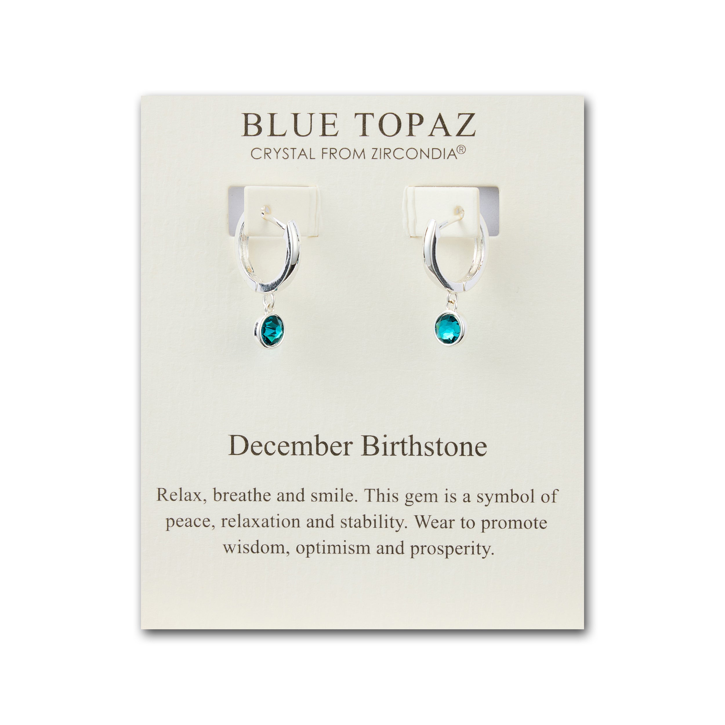 December Birthstone Hoop Earrings Created with Blue Topaz Zircondia® Crystals