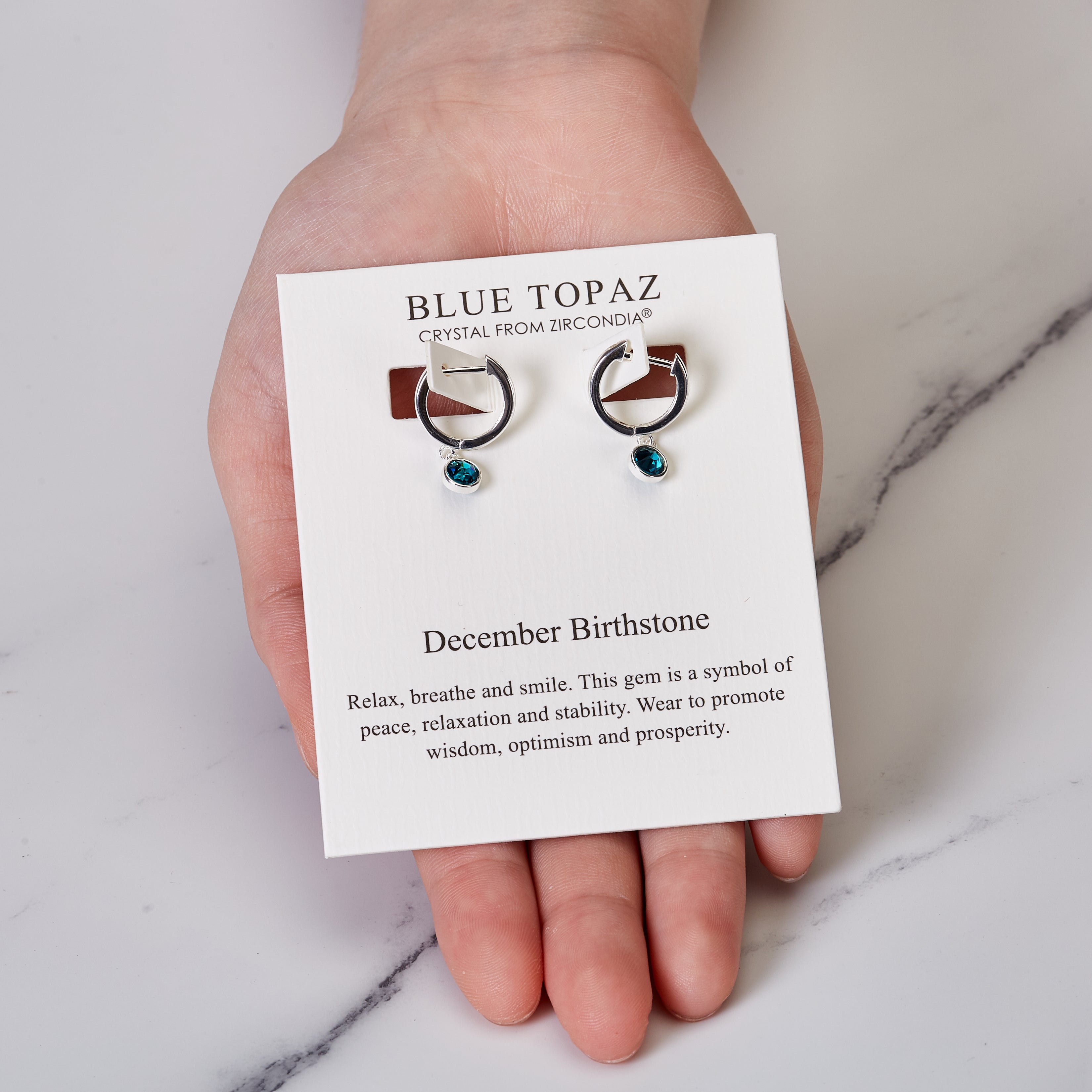December Birthstone Hoop Earrings Created with Blue Topaz Zircondia® Crystals