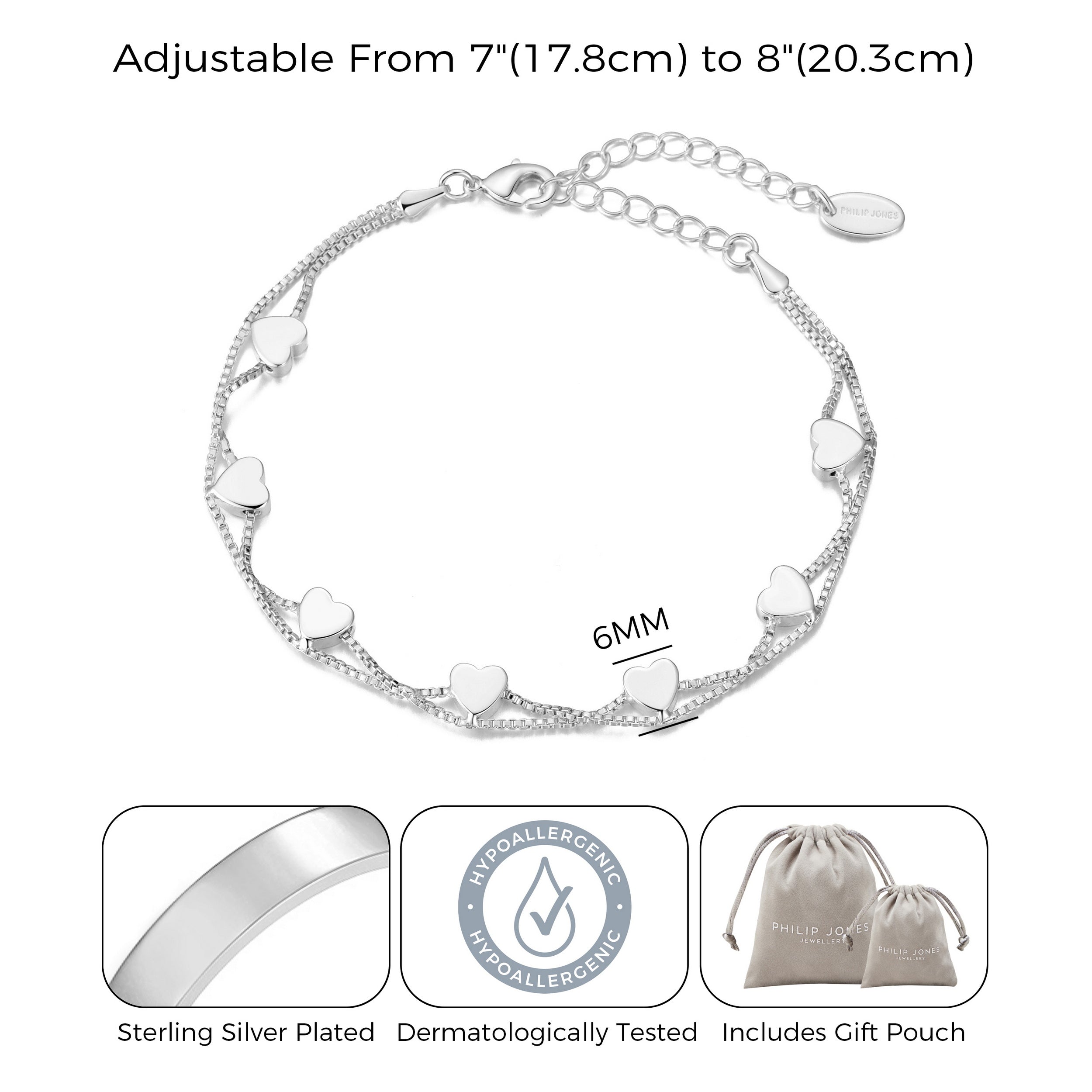 Silver Plated Heart Bracelet