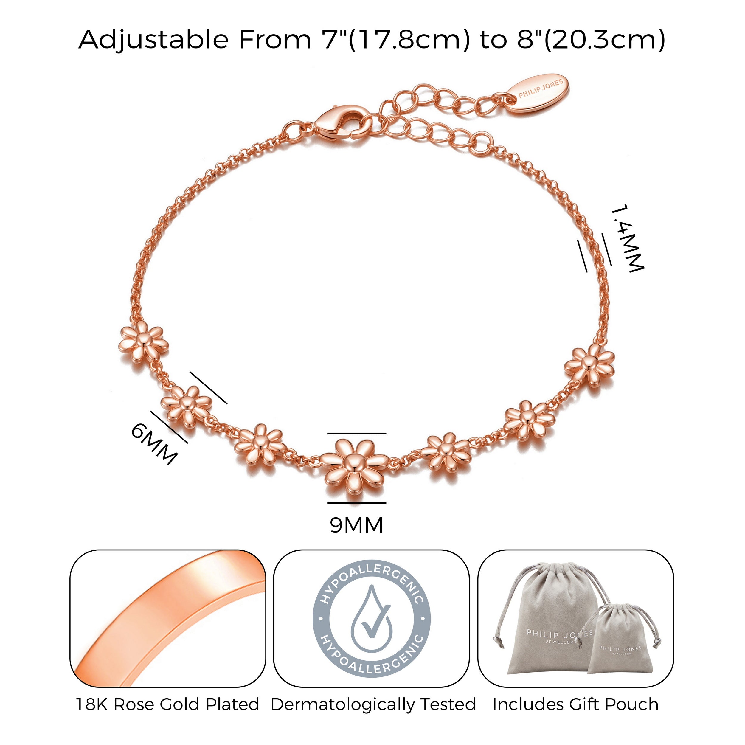 Rose Gold Plated Daisy Bracelet