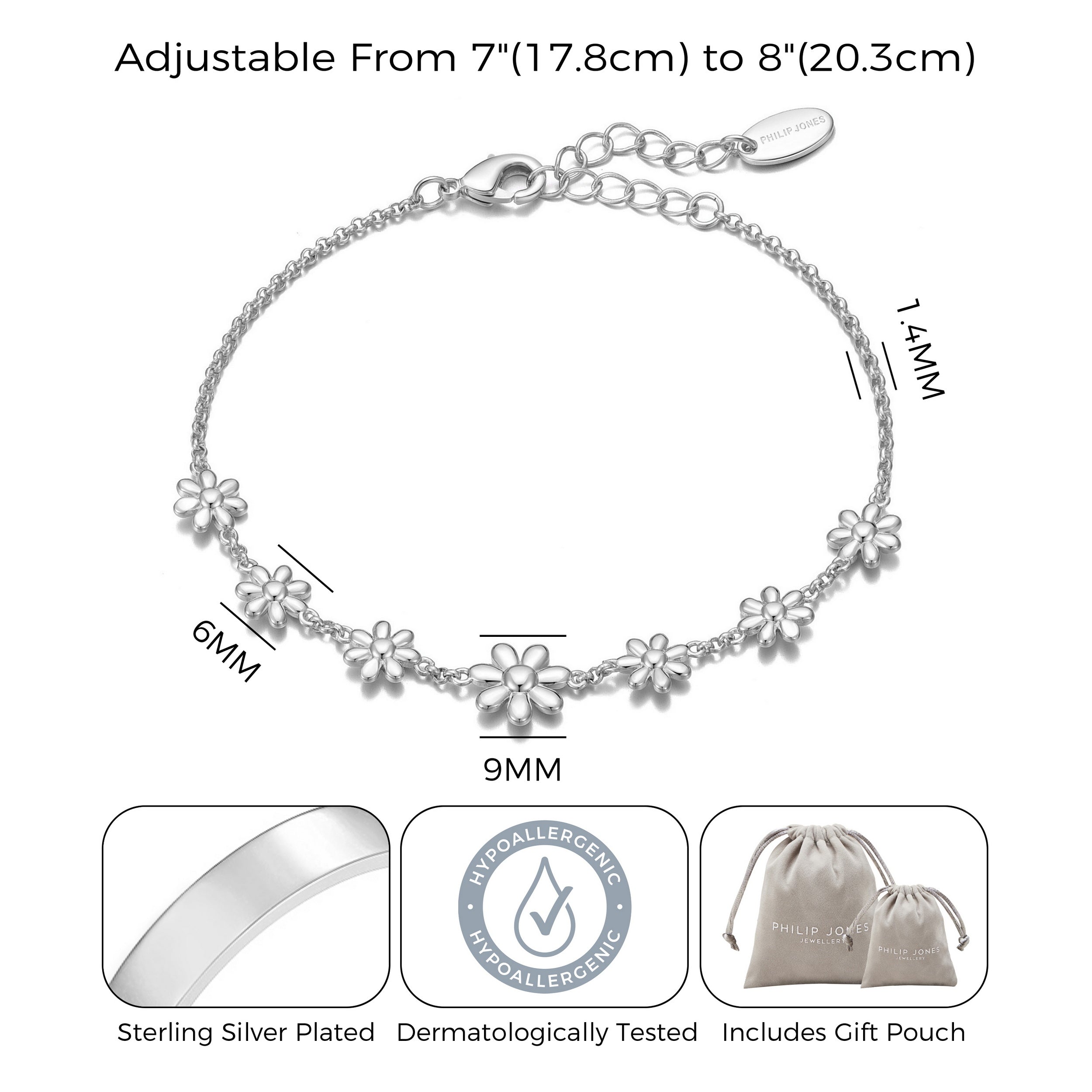 Silver Plated Daisy Bracelet