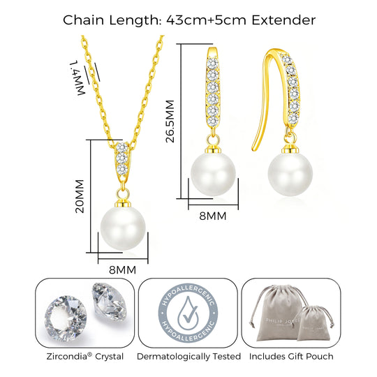 18k Gold Plated I Couldn't Say I Do Without You Pearl Drop Bridal Set Created with Zircondia® Crystals