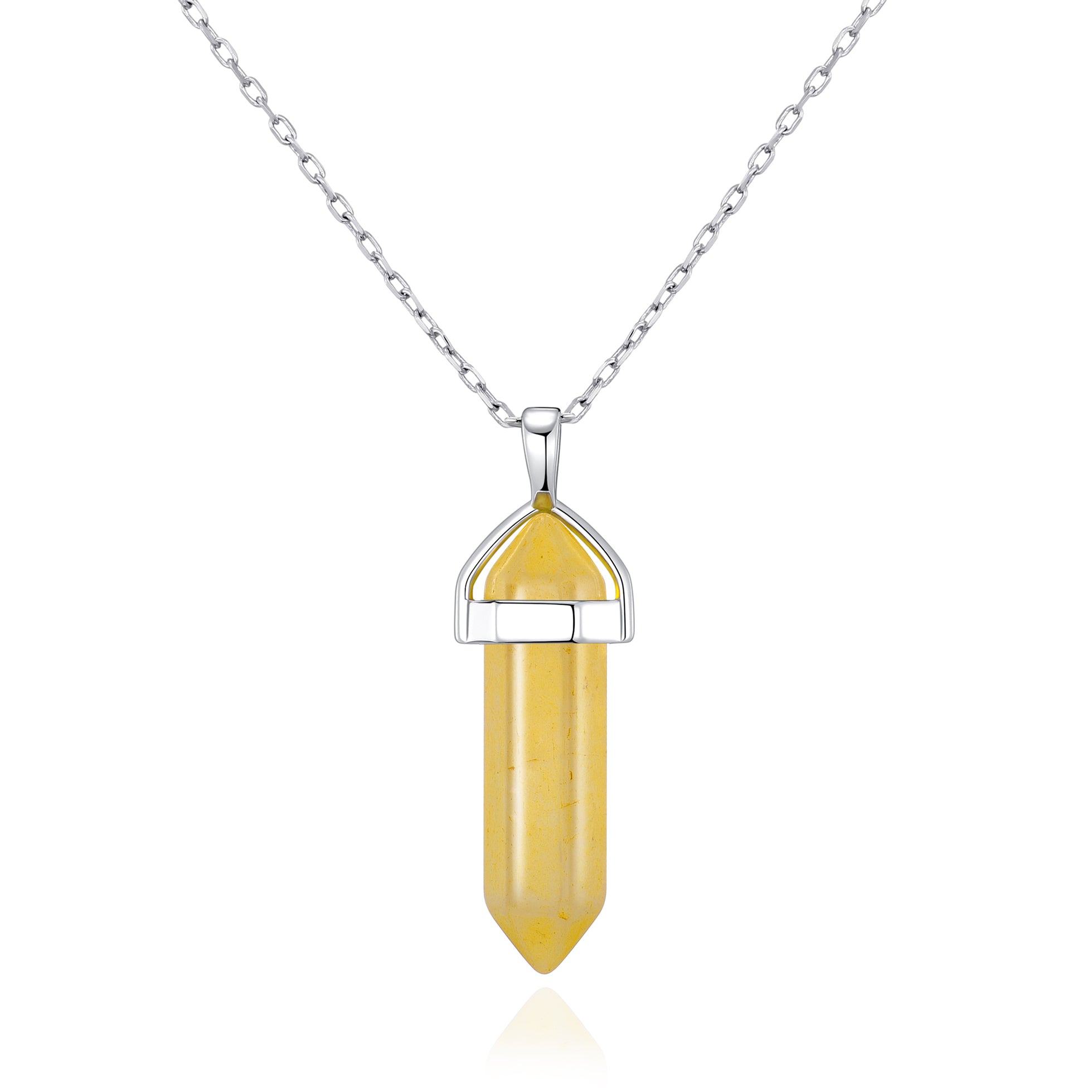 Yellow Quartz Genuine Gemstone Necklace