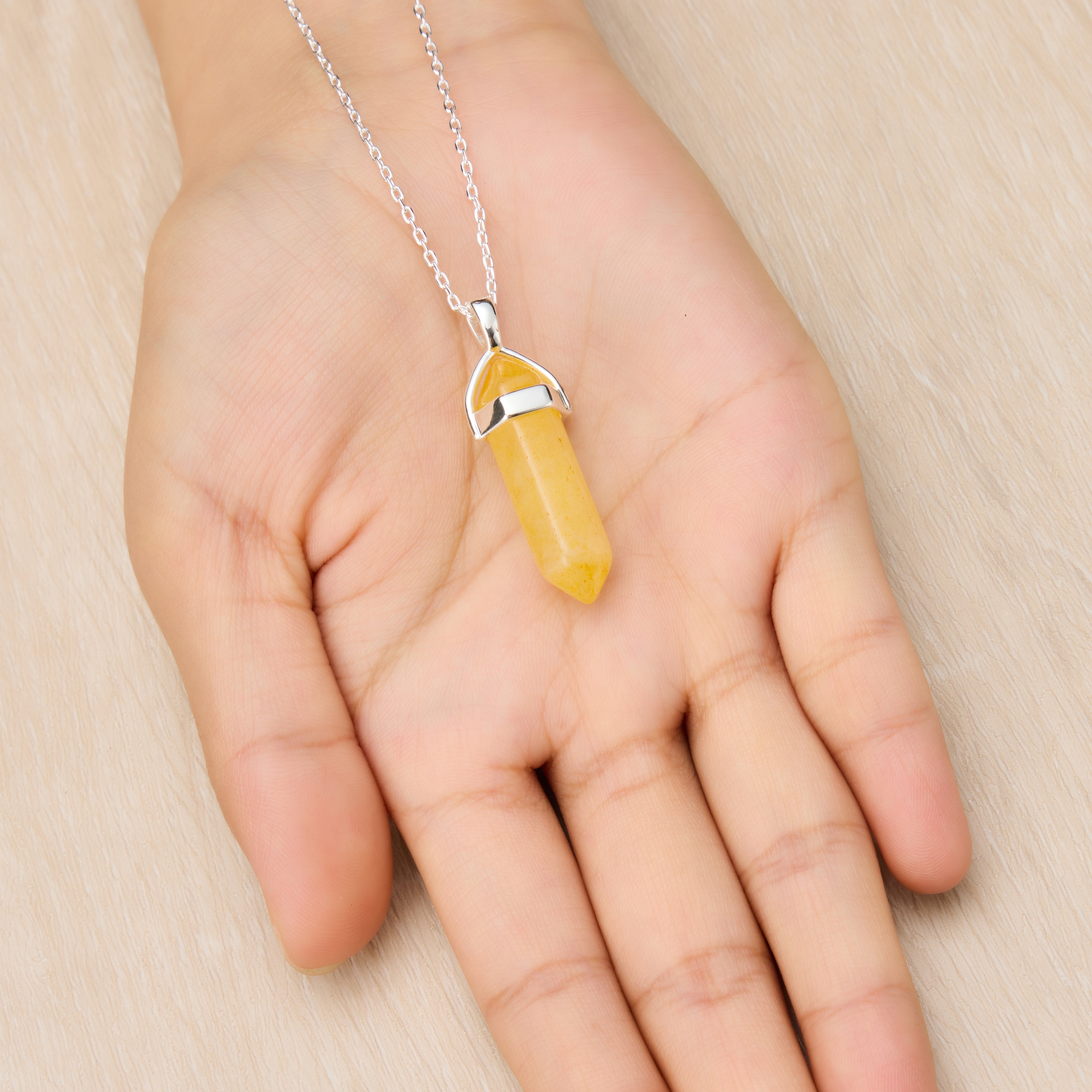 Yellow Quartz Genuine Gemstone Necklace