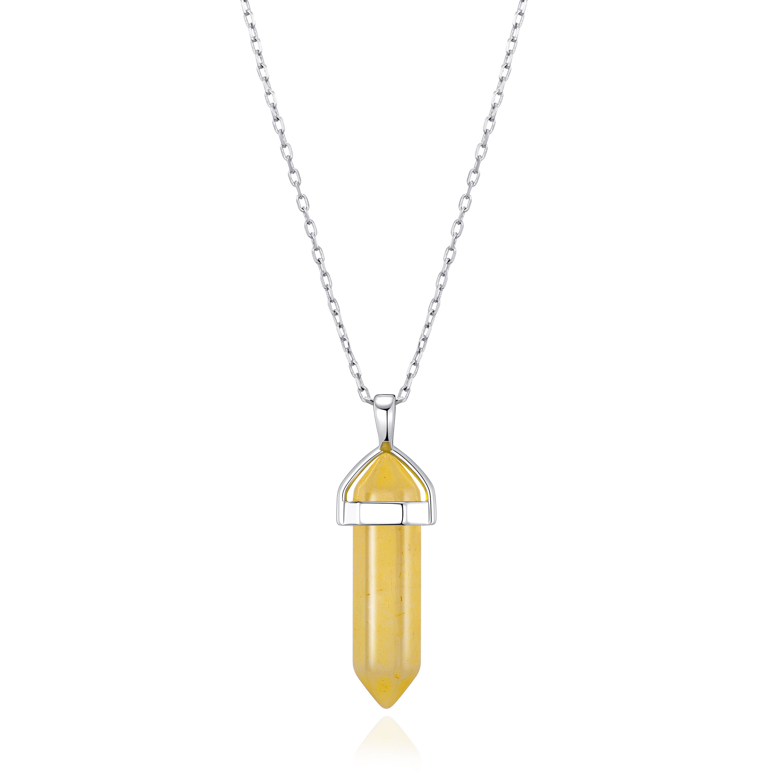 Yellow Quartz Genuine Gemstone Necklace