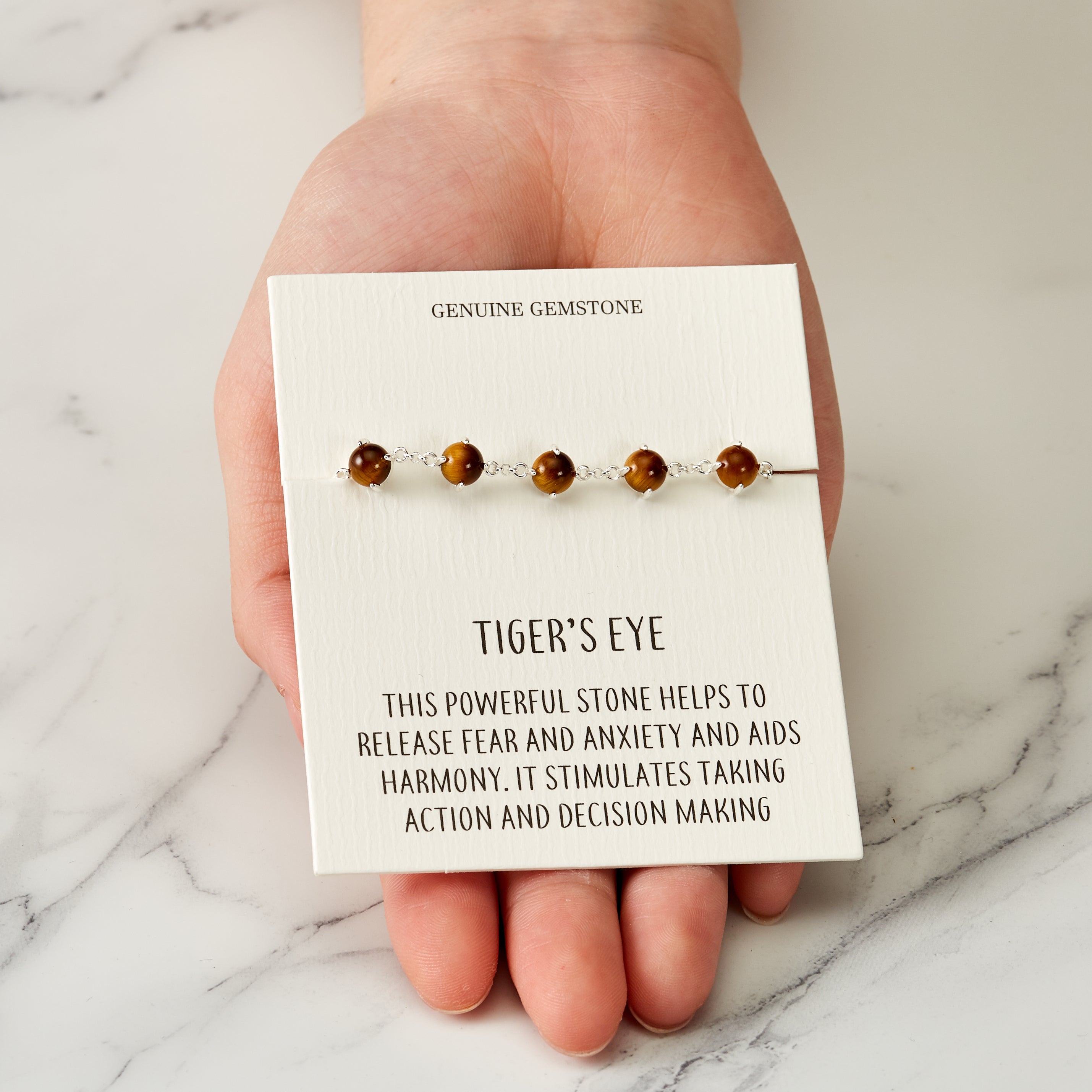 Tiger's Eye Gemstone Bracelet with Quote Card