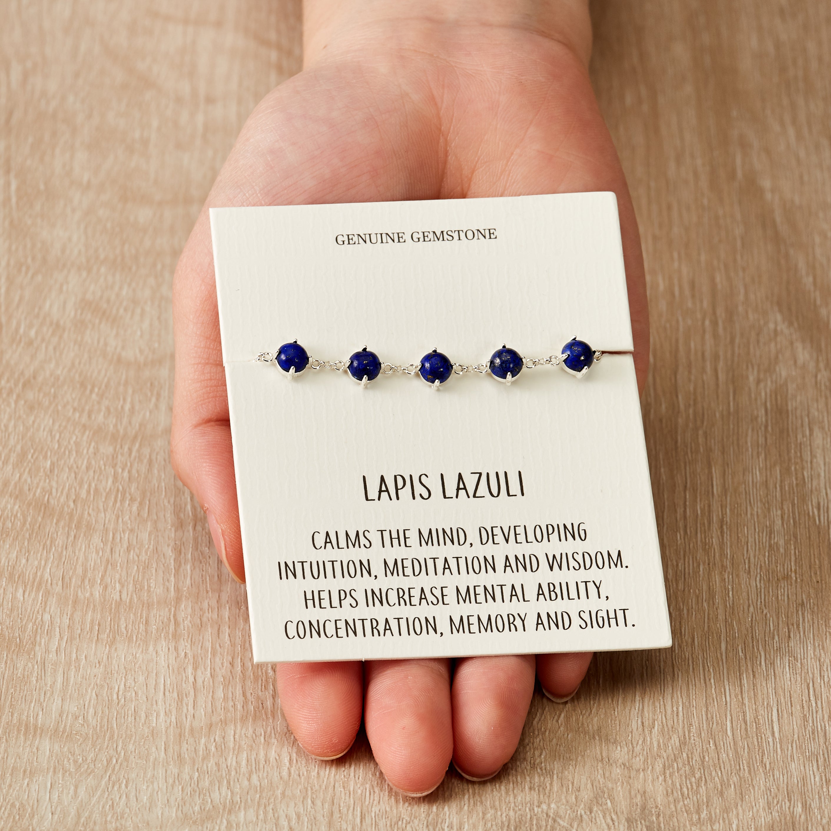Lapis Gemstone Bracelet with Quote Card