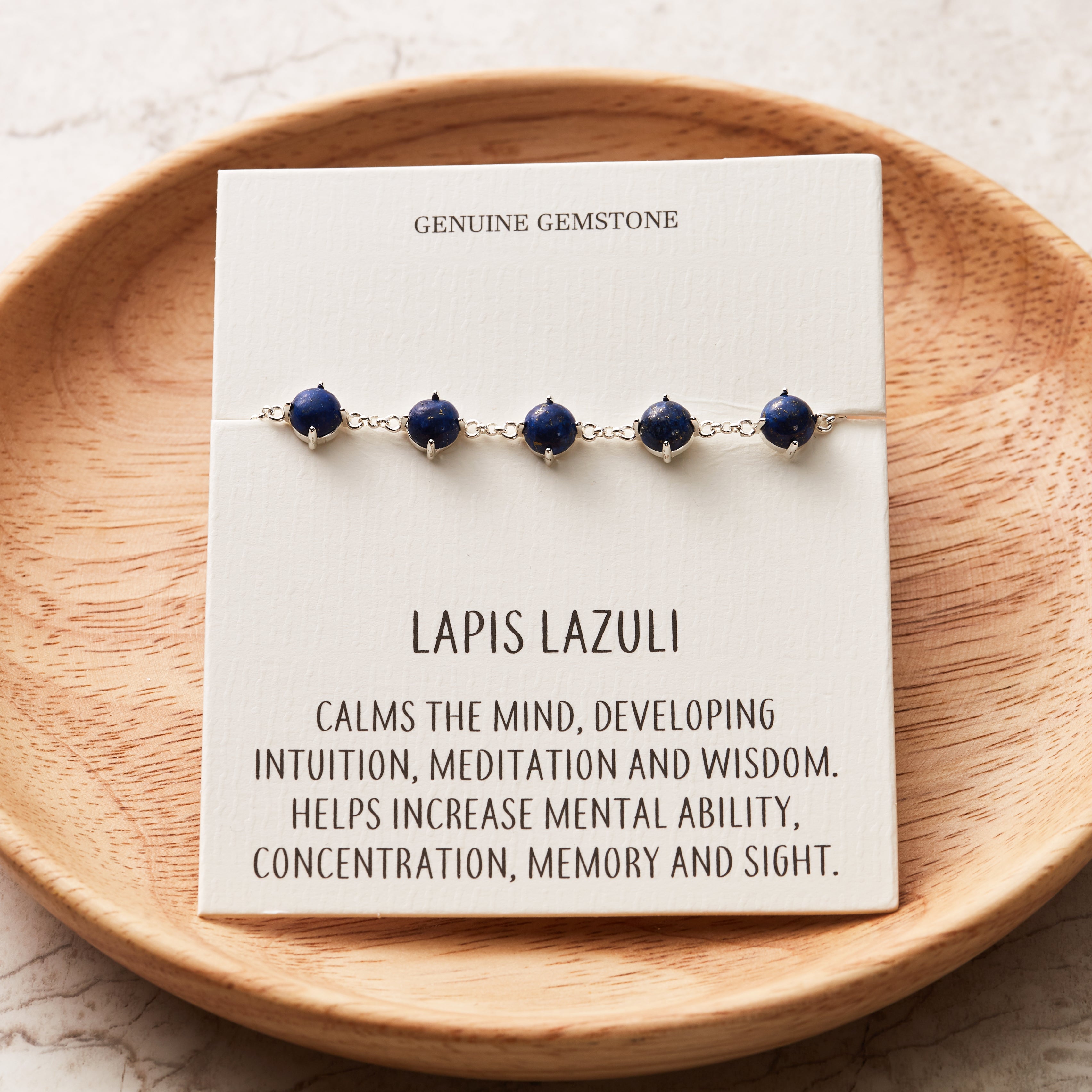Lapis Gemstone Bracelet with Quote Card