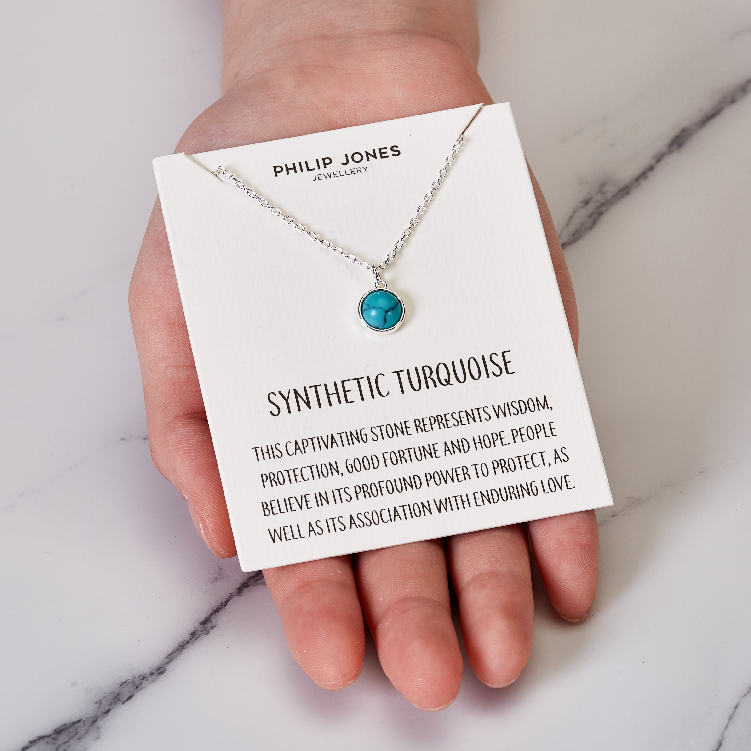 Synthetic Turquoise Necklace with Quote Card