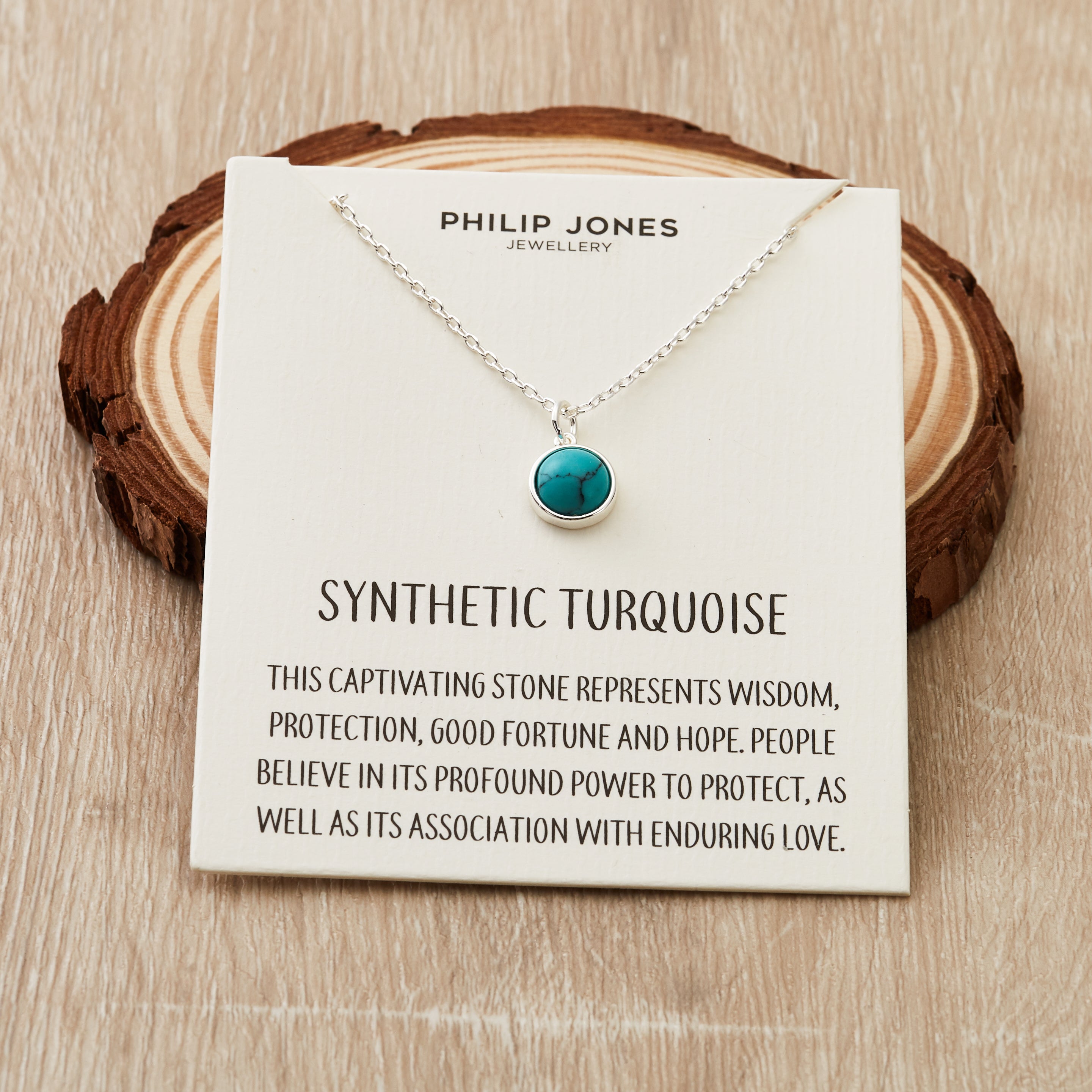 Synthetic Turquoise Necklace with Quote Card