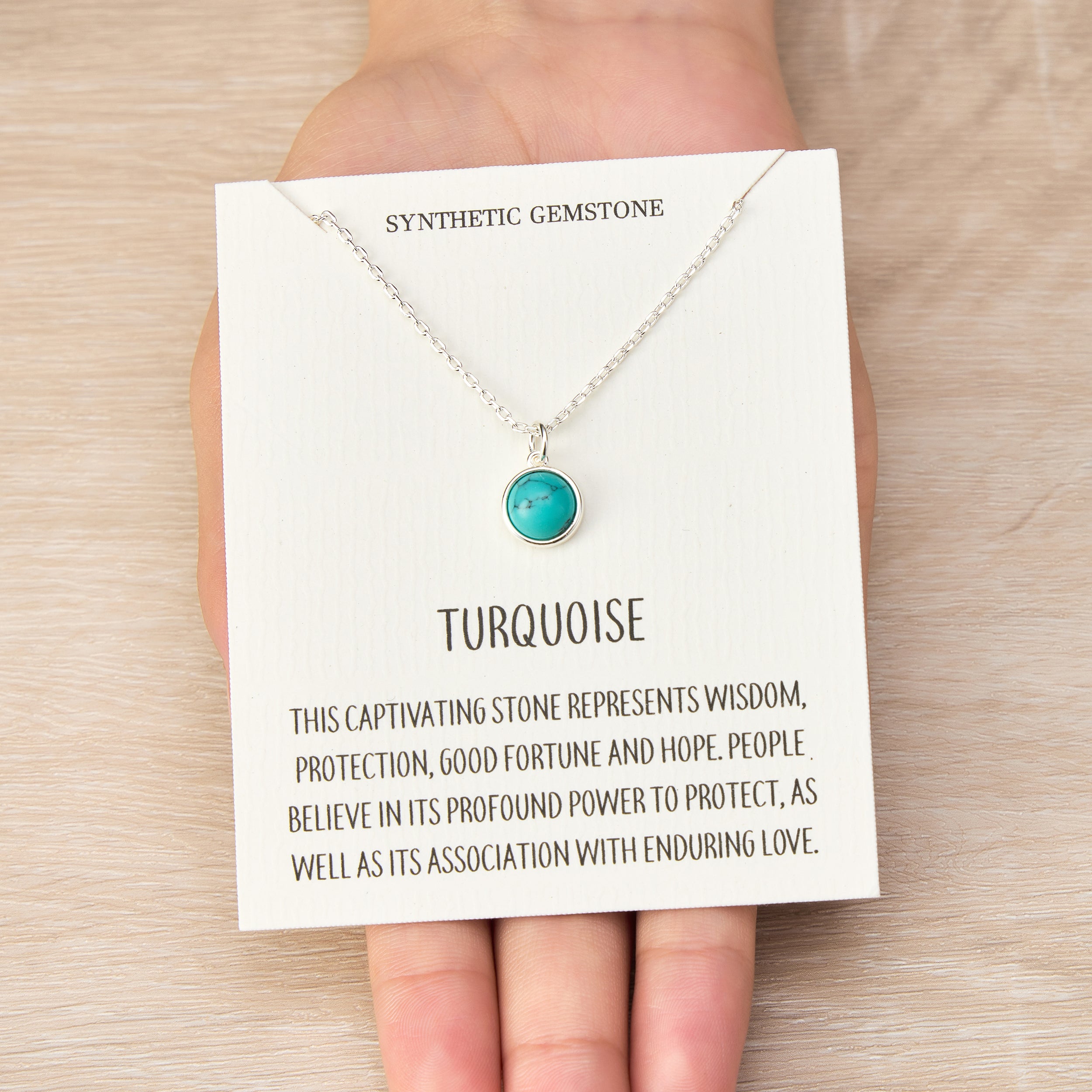 Synthetic Turquoise Necklace with Quote Card