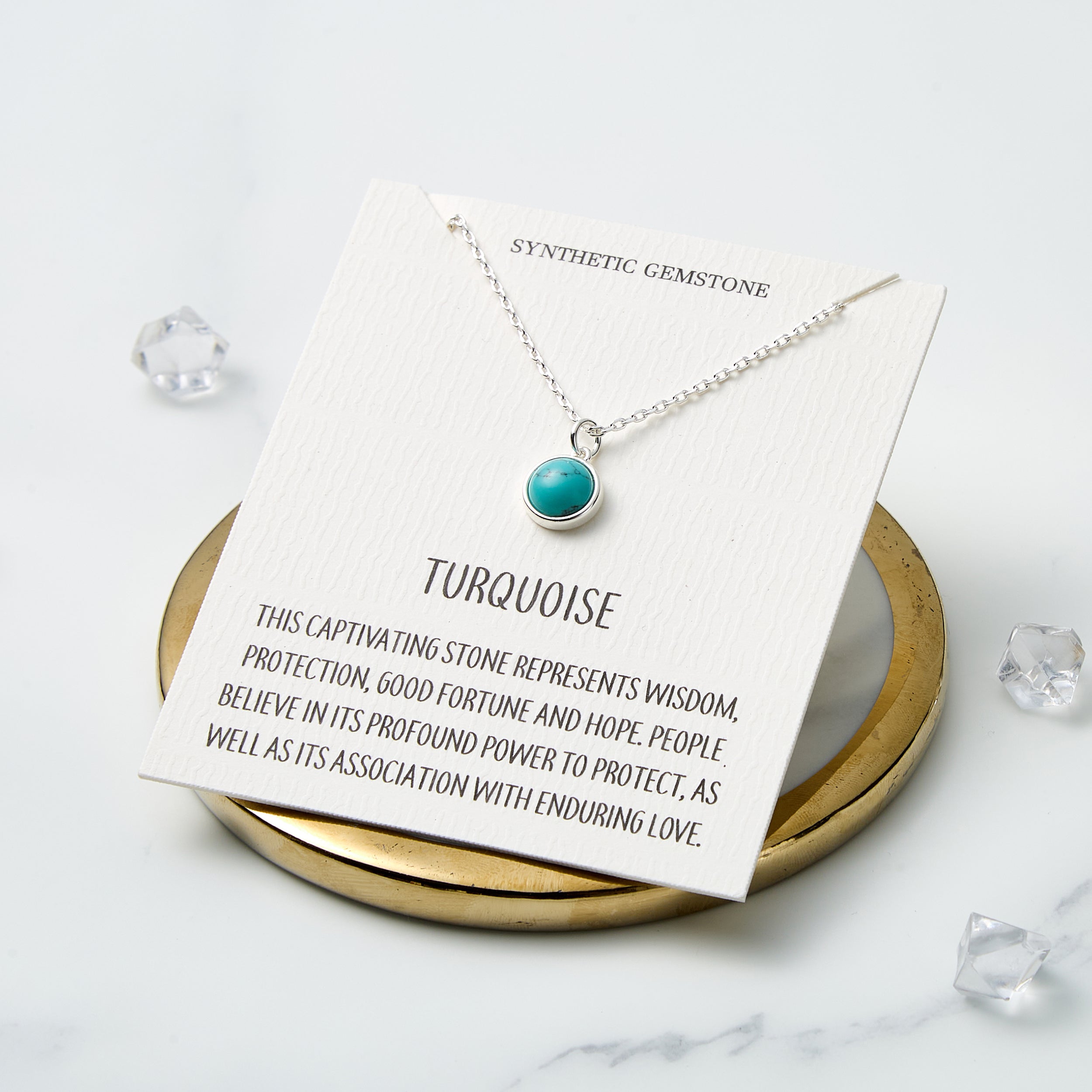 Synthetic Turquoise Necklace with Quote Card