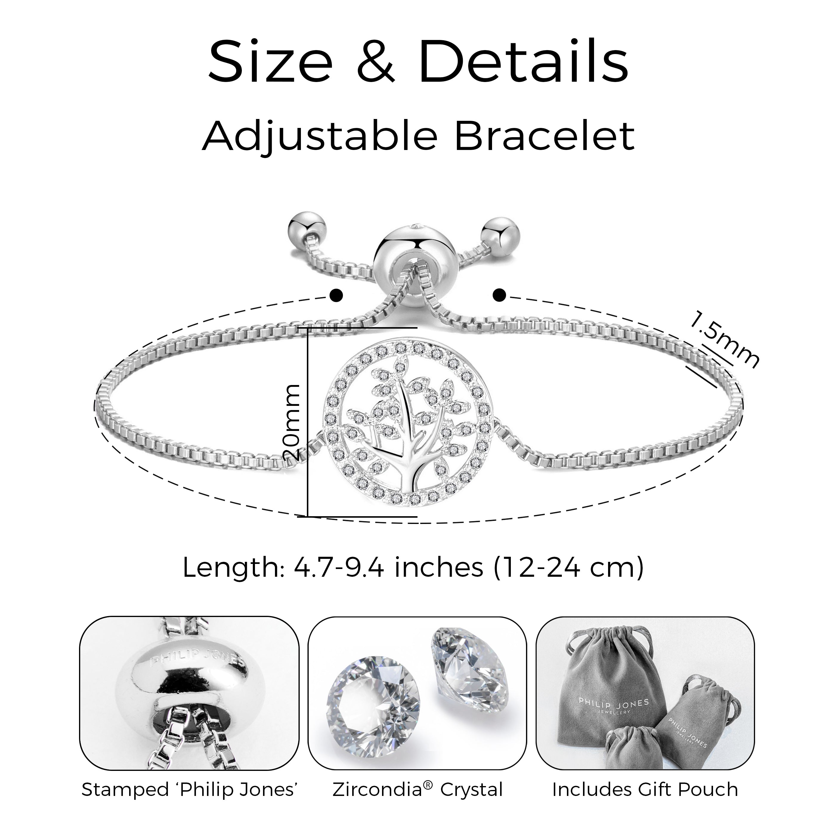 Silver Plated Tree of Life Bracelet Created with Zircondia® Crystals