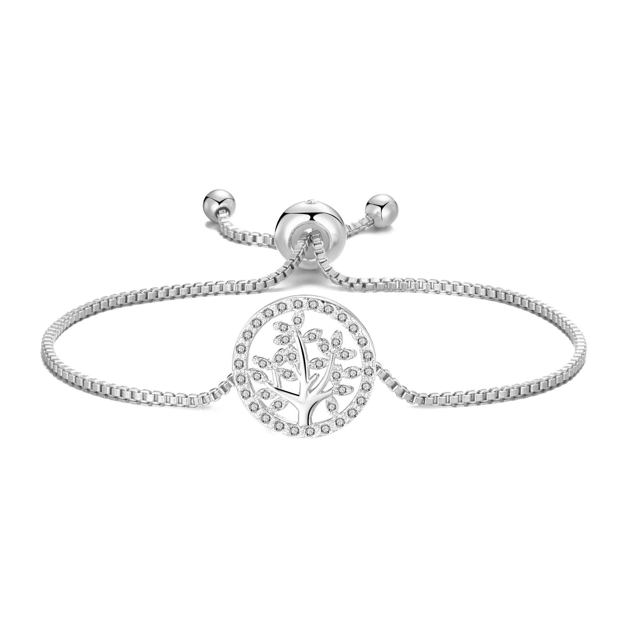 Silver Plated Tree of Life Bracelet Created with Zircondia® Crystals by Philip Jones Jewellery