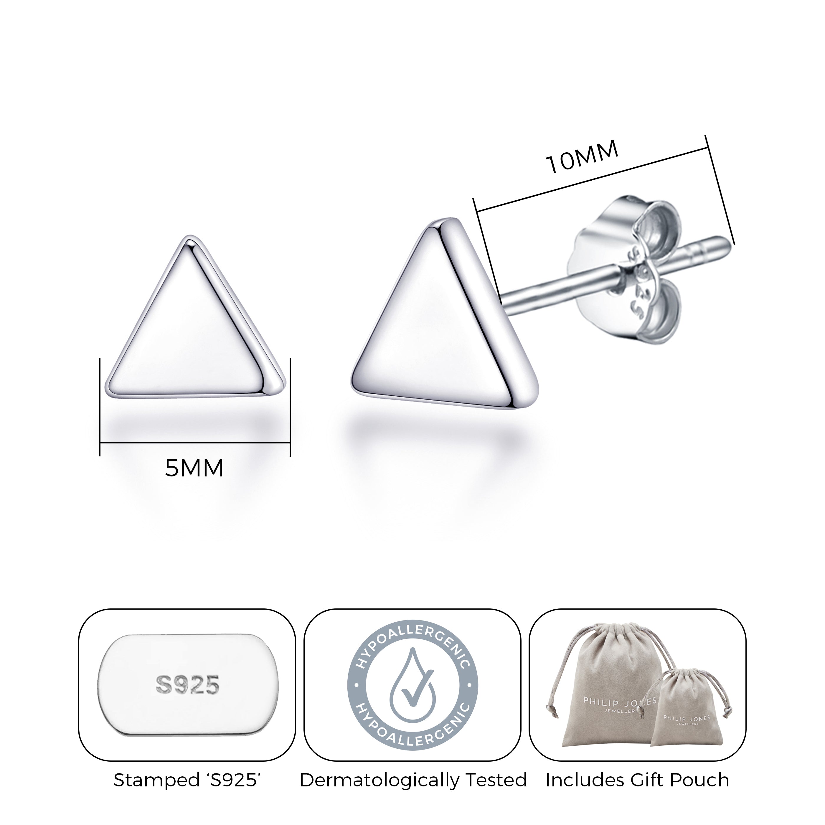 Sterling Silver Triangle Earrings