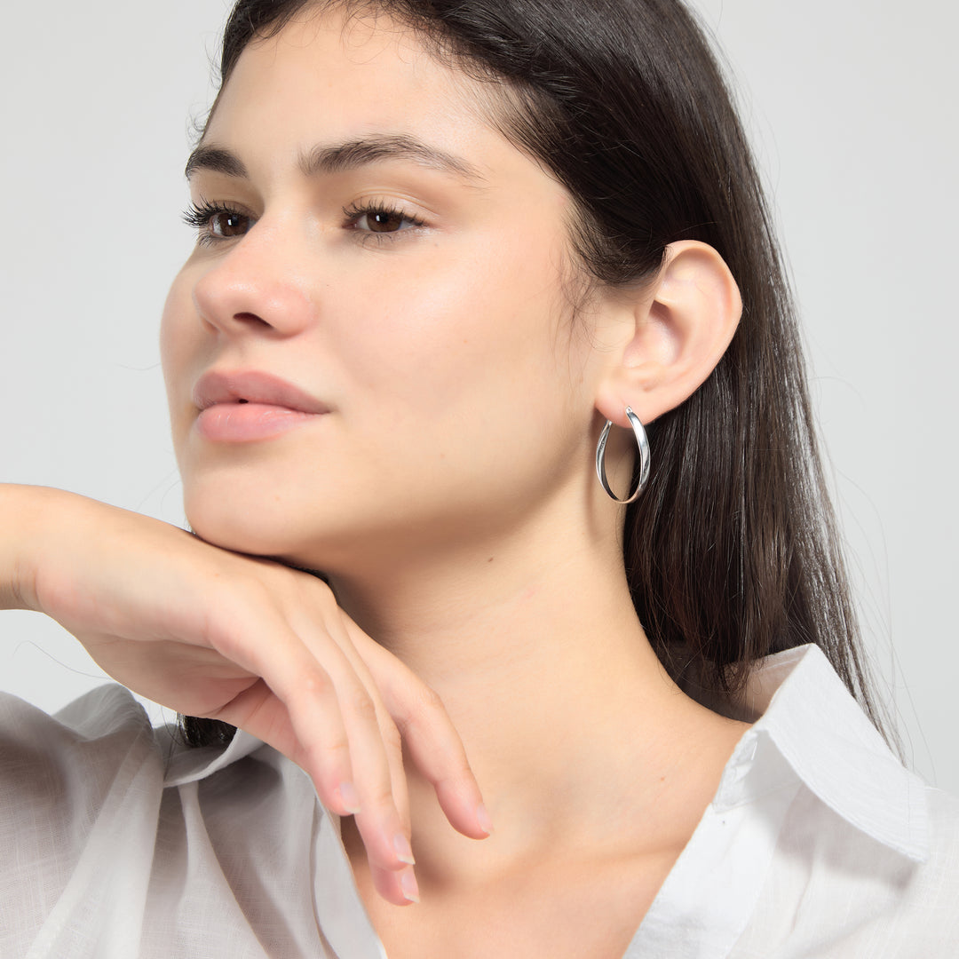 Sterling Silver 30mm Oval Hoop Earrings
