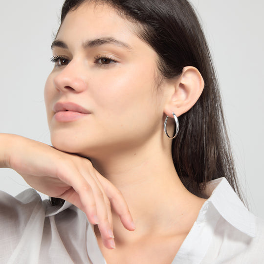 Sterling Silver 30mm Oval Hoop Earrings