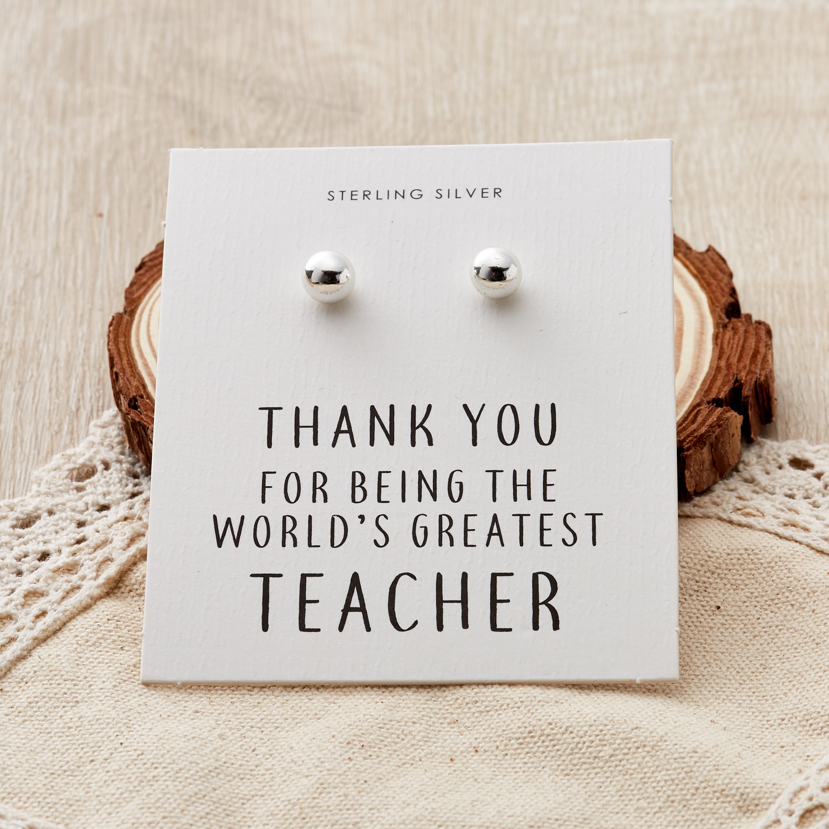 Sterling Silver World's Greatest Teacher Sphere Earrings