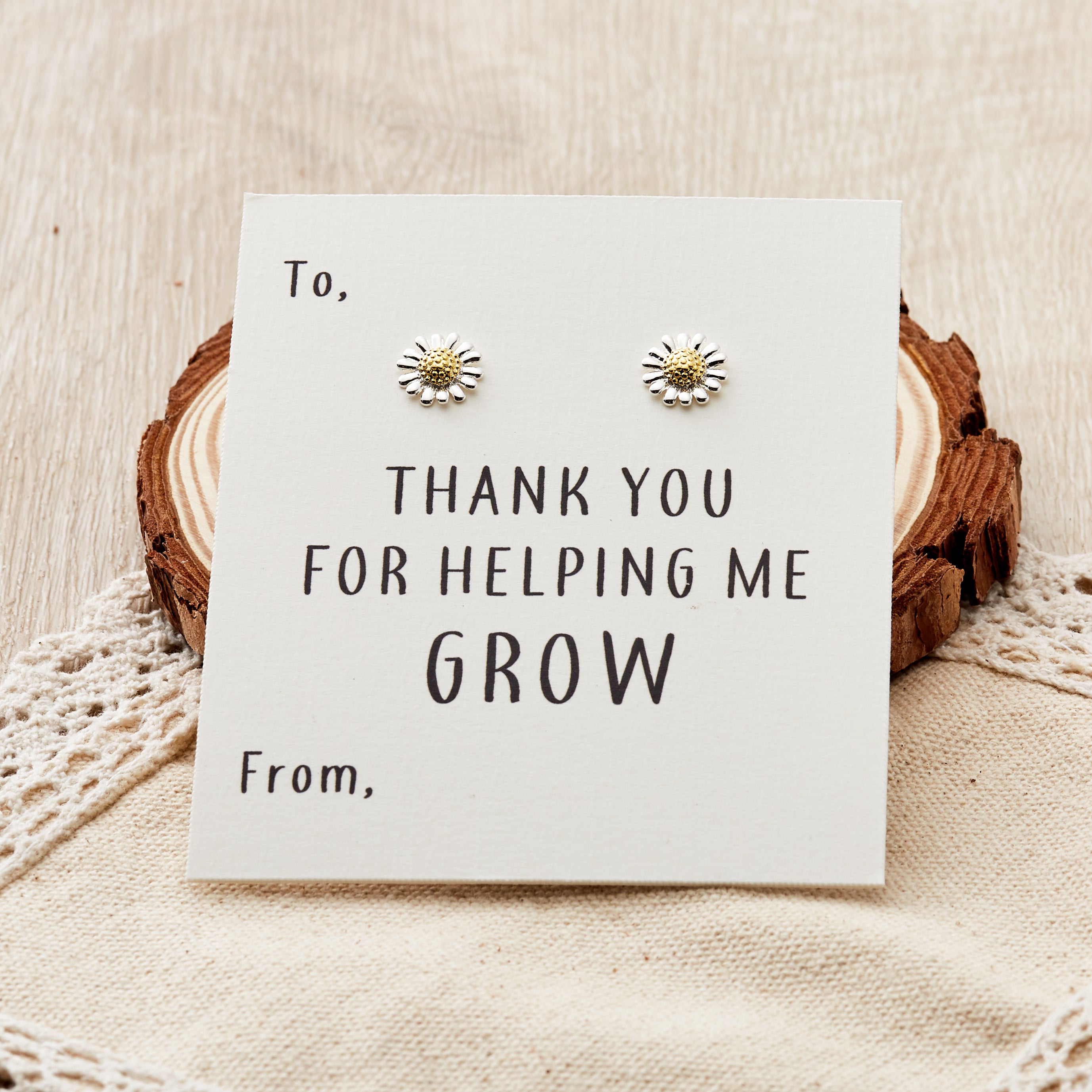 Thank You for Helping Me Grow Daisy Earrings
