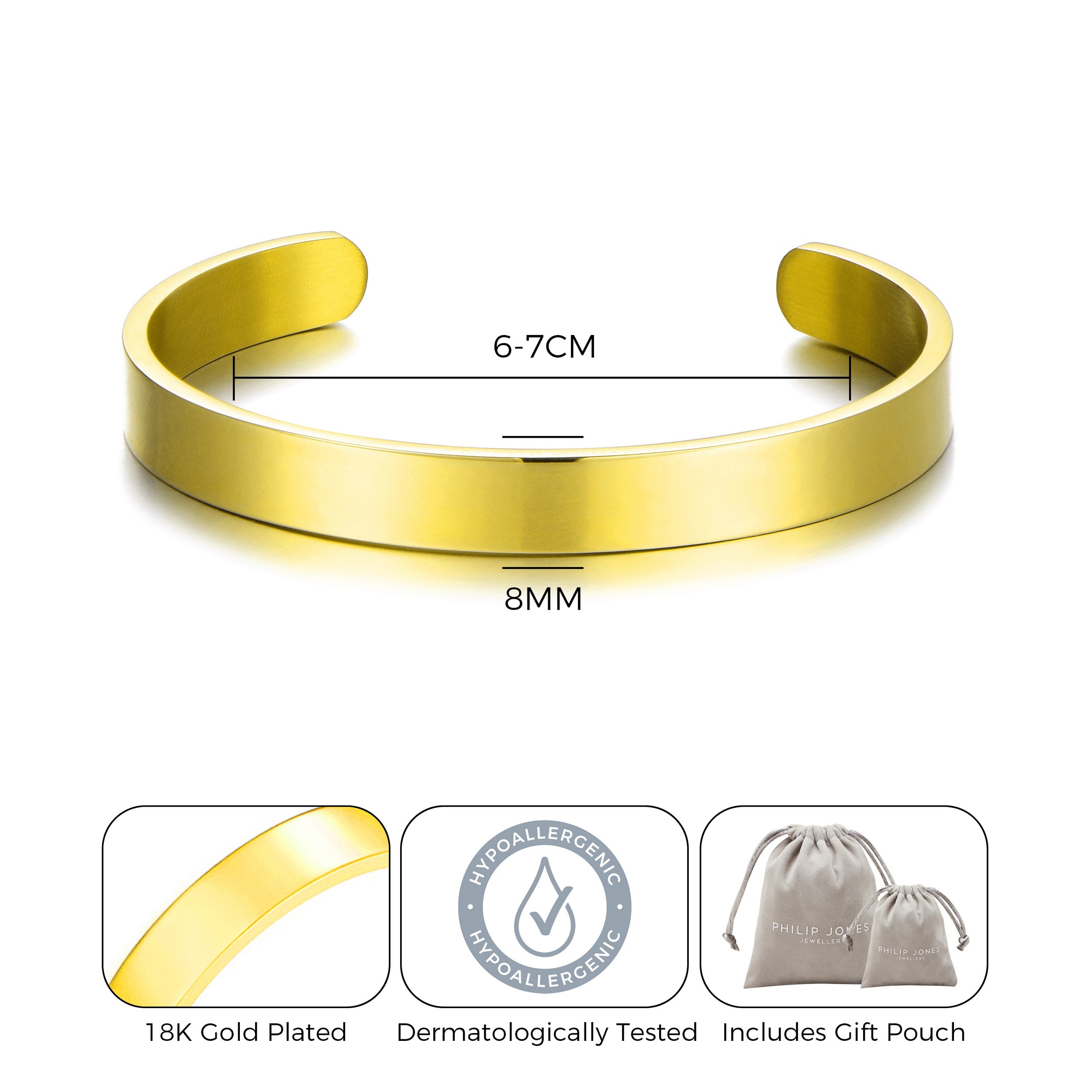 Men's Gold Plated Stainless Steel Cuff Bracelet