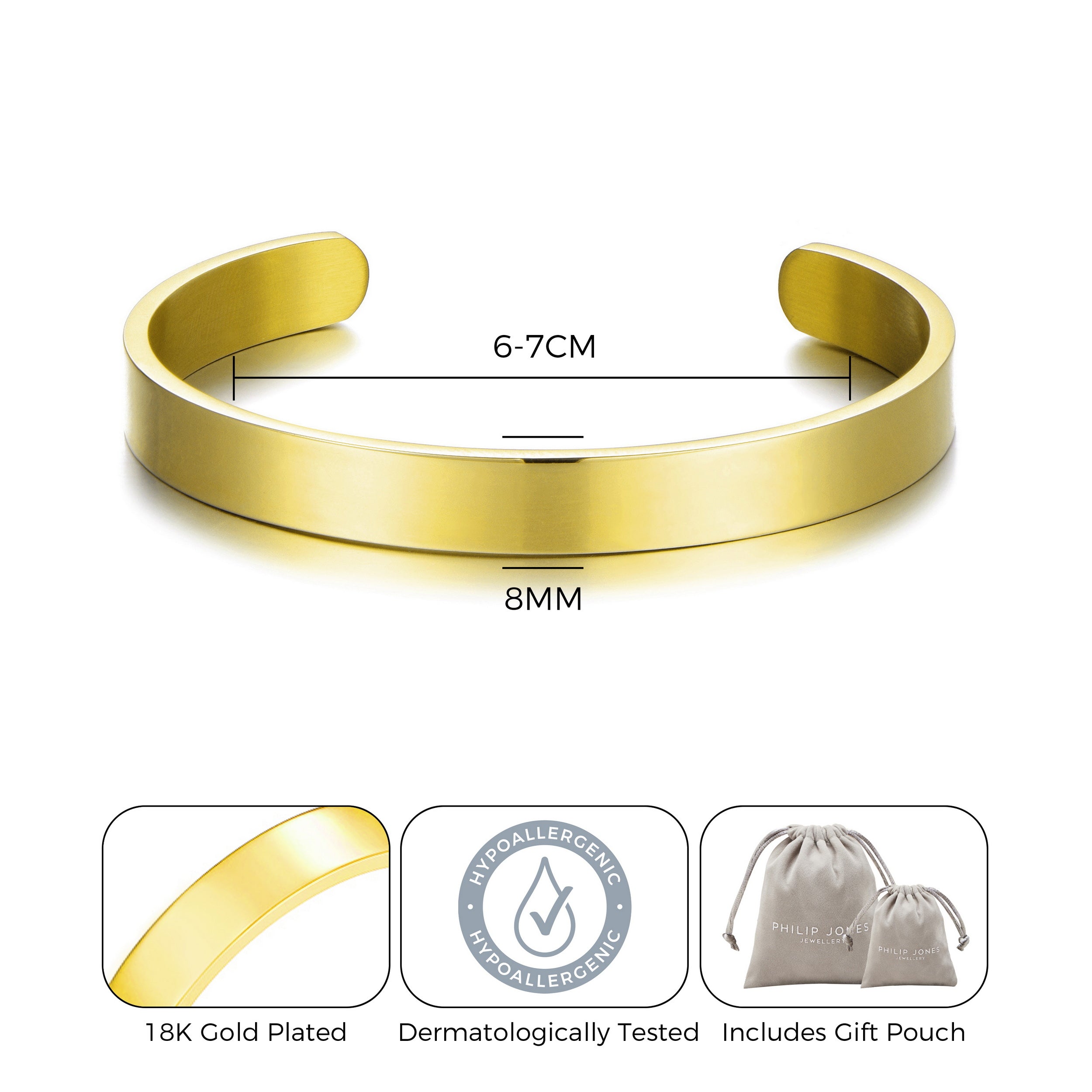 Men's Gold Plated Stainless Steel Cuff Bracelet