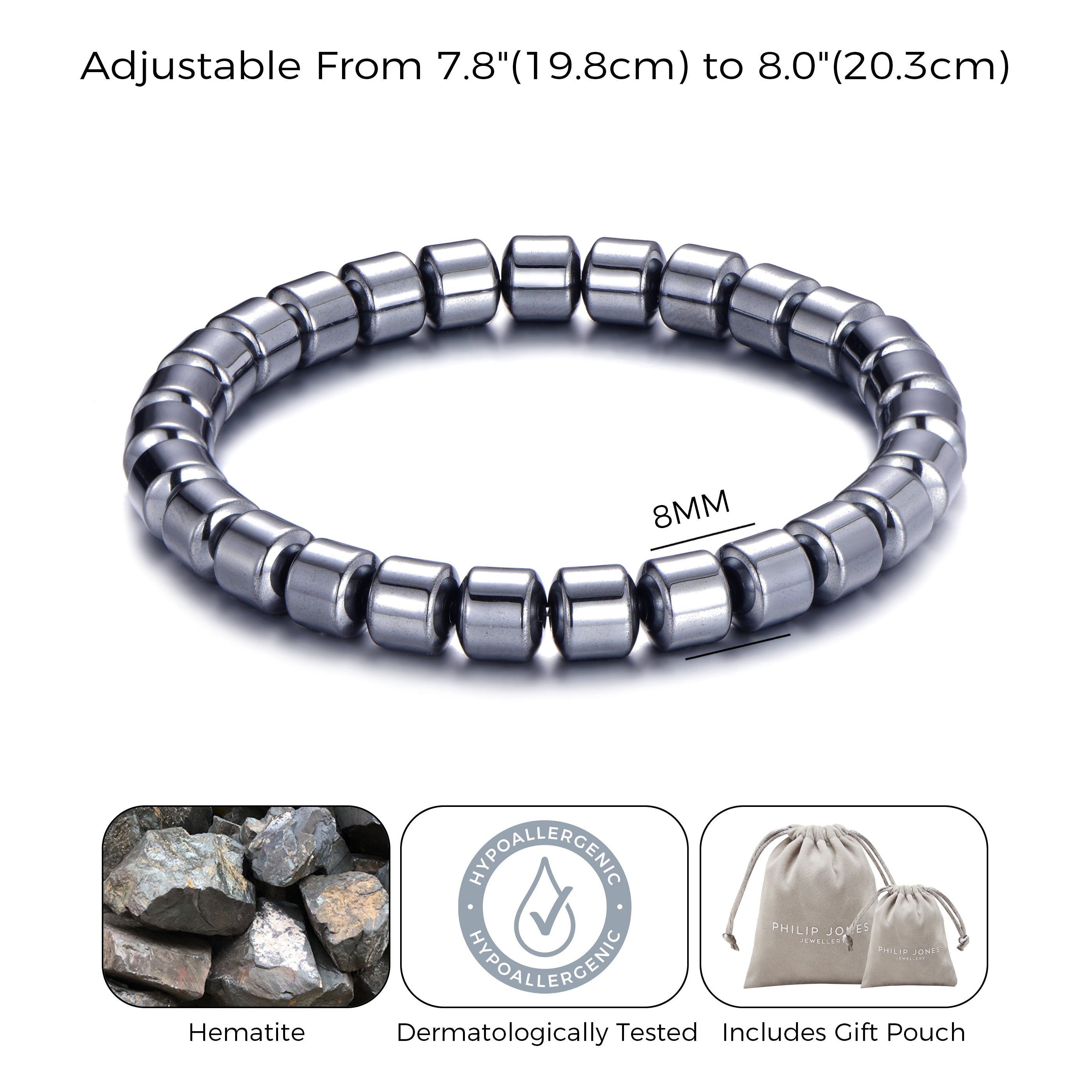 Men's Hematite Stretch Bracelet