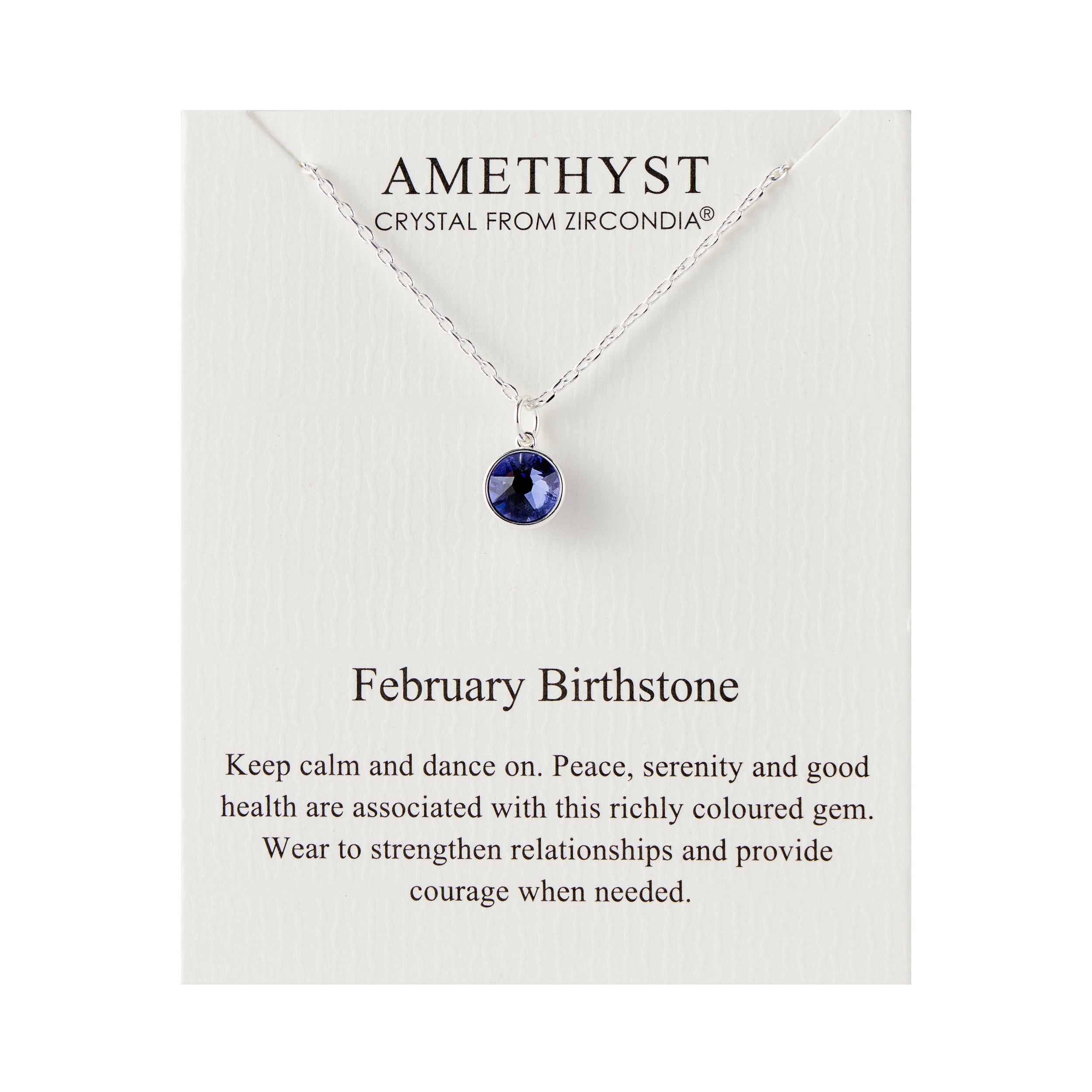 February (Amethyst) Birthstone Necklace Created with Zircondia® Crystals