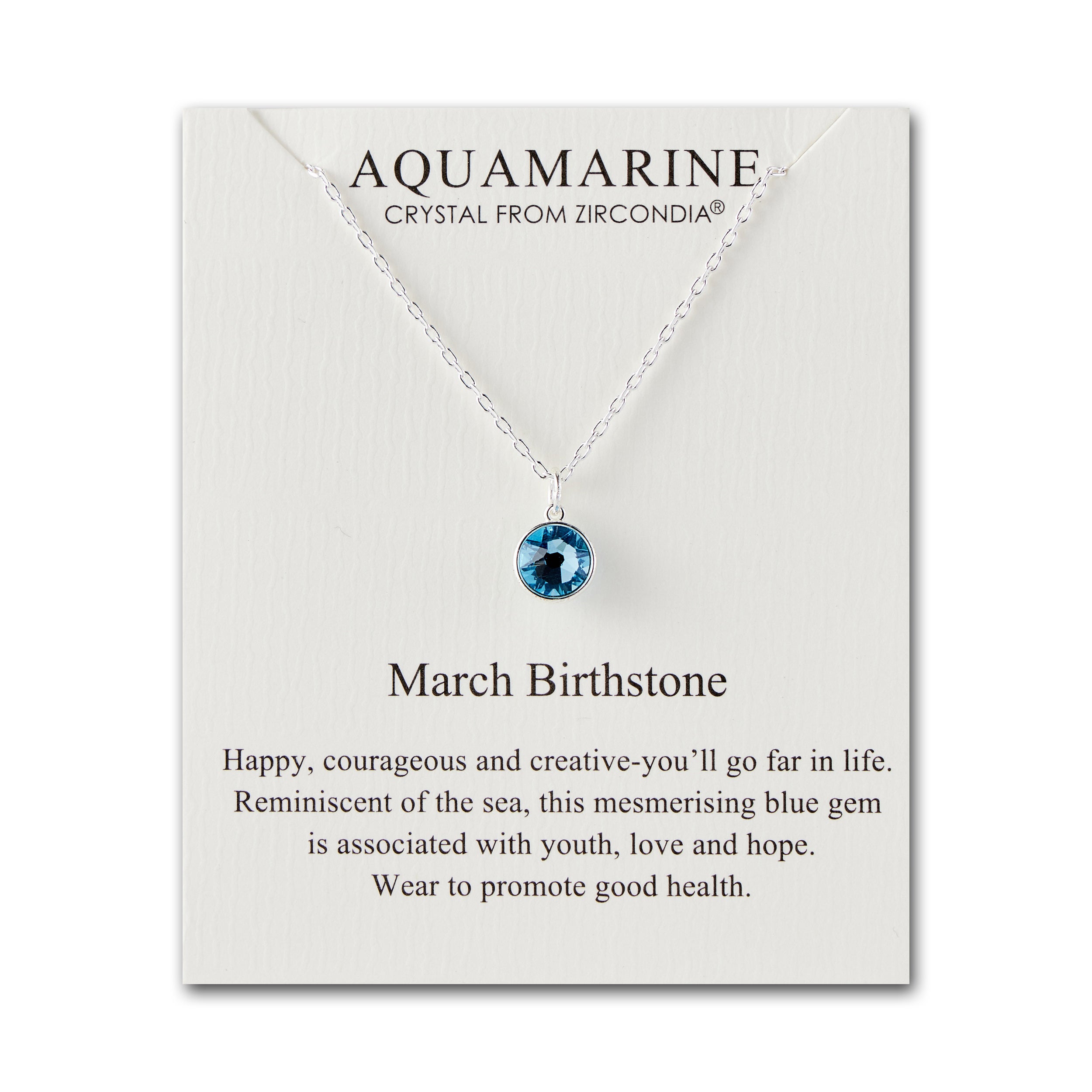 March (Aquamarine) Birthstone Necklace Created with Zircondia® Crystals