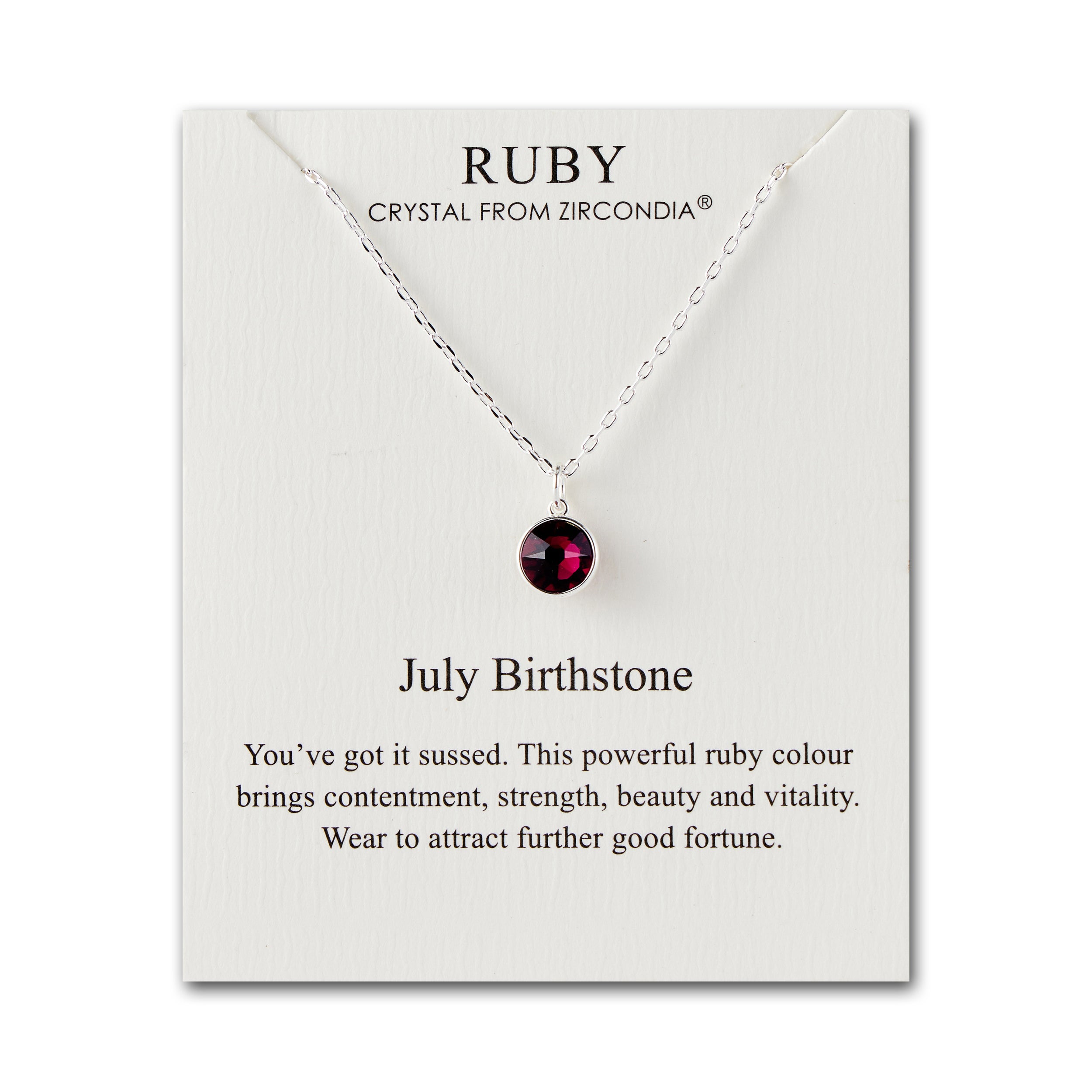 July (Ruby) Birthstone Necklace Created with Zircondia® Crystals