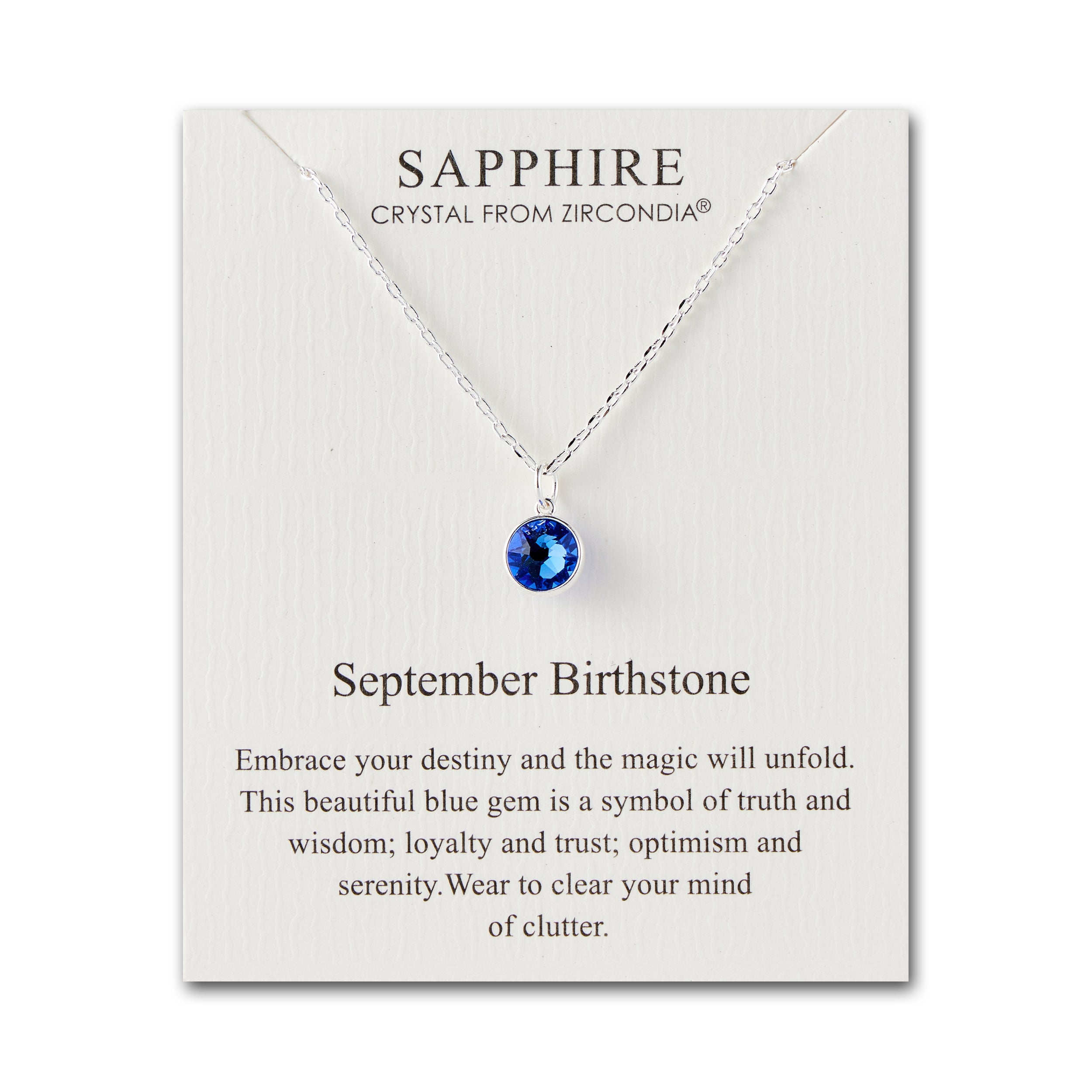 September (Sapphire) Birthstone Necklace Created with Zircondia® Crystals