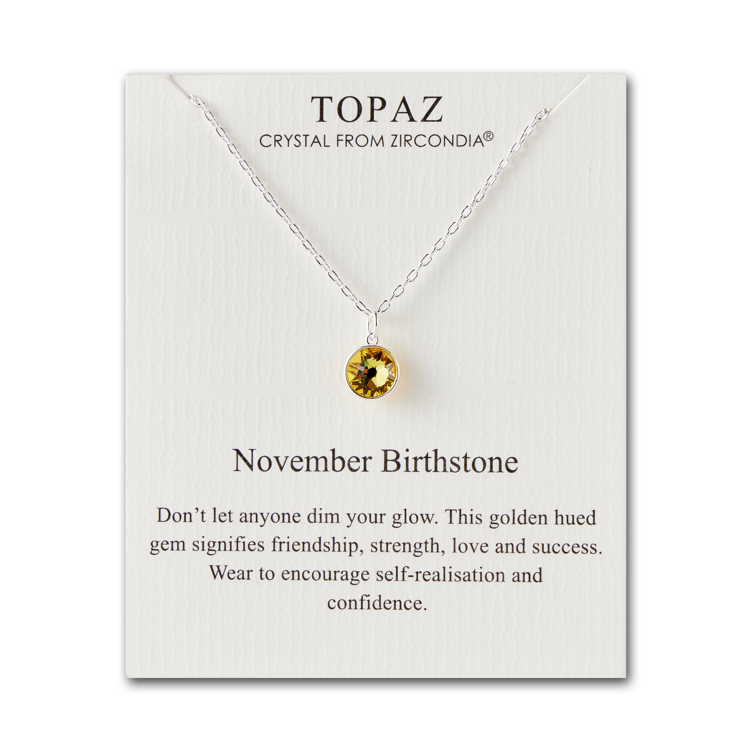 November (Topaz) Birthstone Necklace Created with Zircondia® Crystals