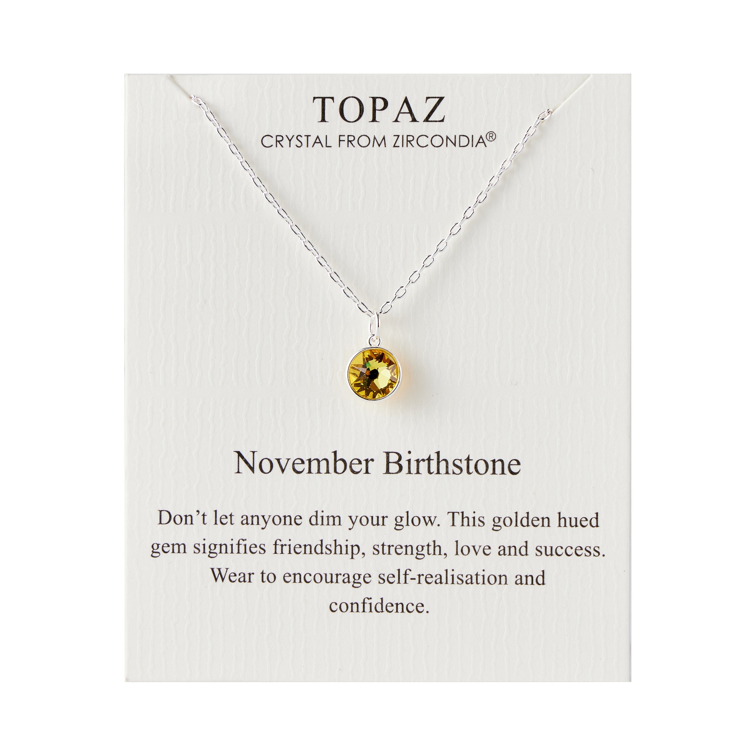 November (Topaz) Birthstone Necklace Created with Zircondia® Crystals