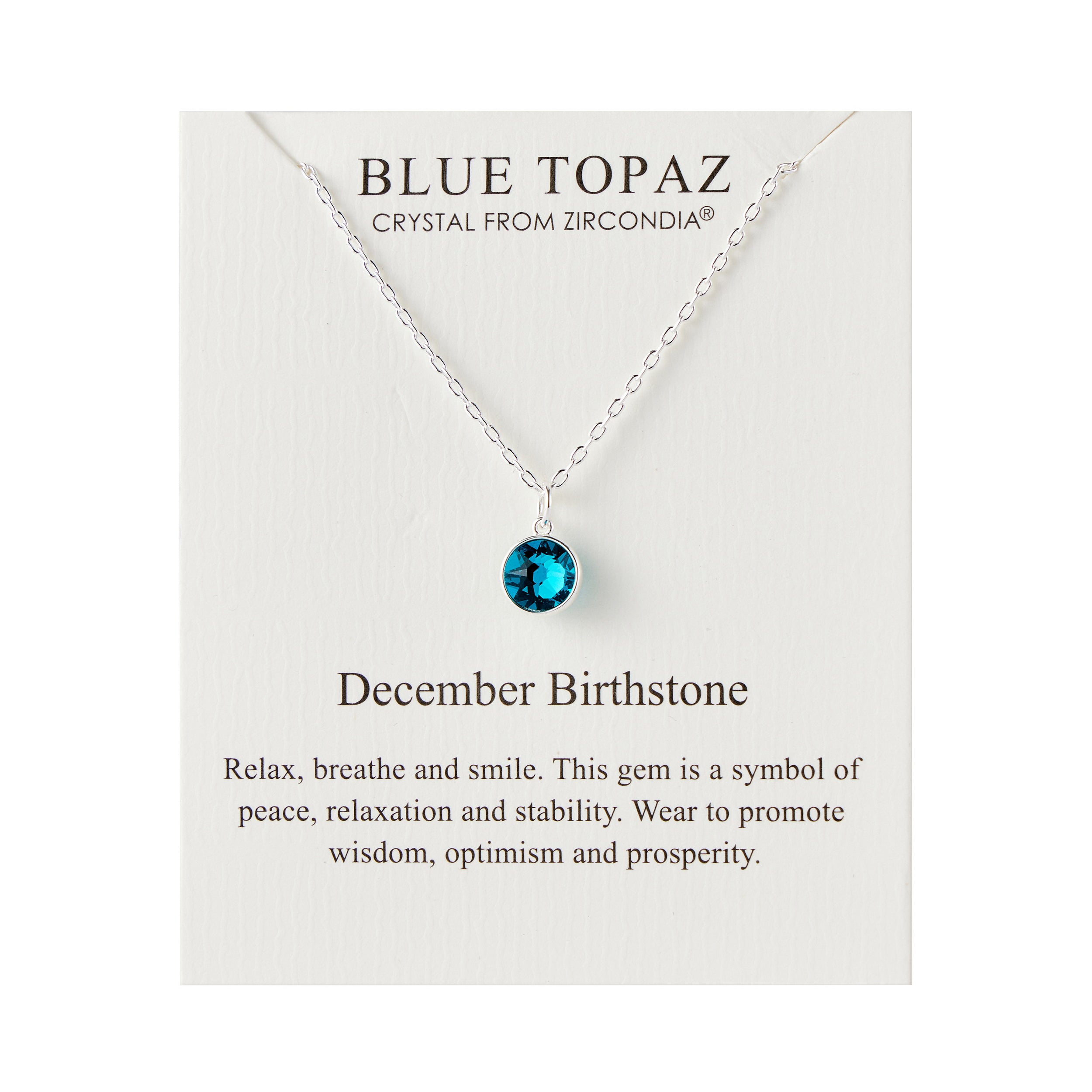 December (Blue Topaz) Birthstone Necklace Created with Zircondia® Crystals