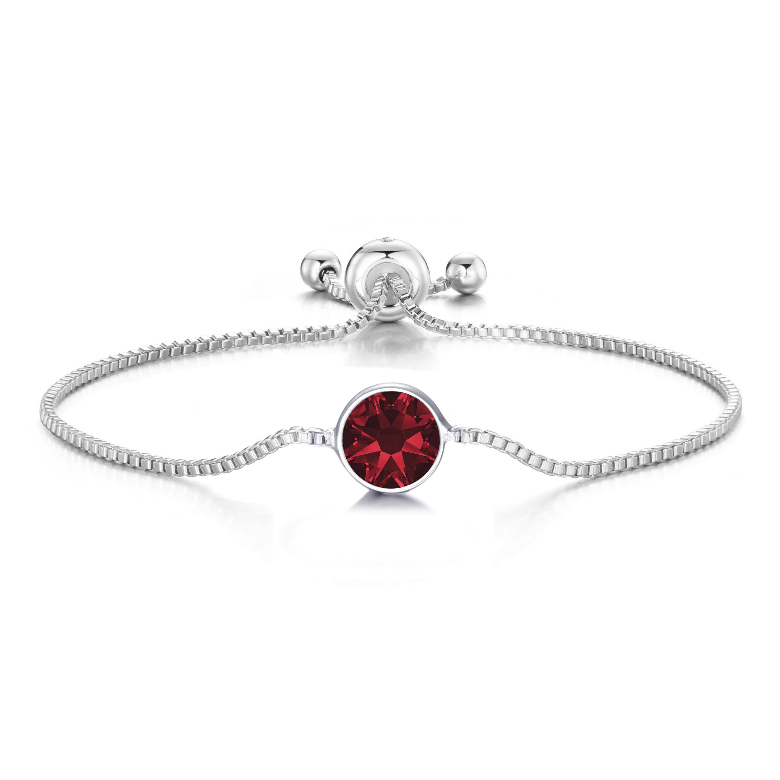 Dark Red Crystal Bracelet Created with Zircondia® Crystals by Philip Jones Jewellery