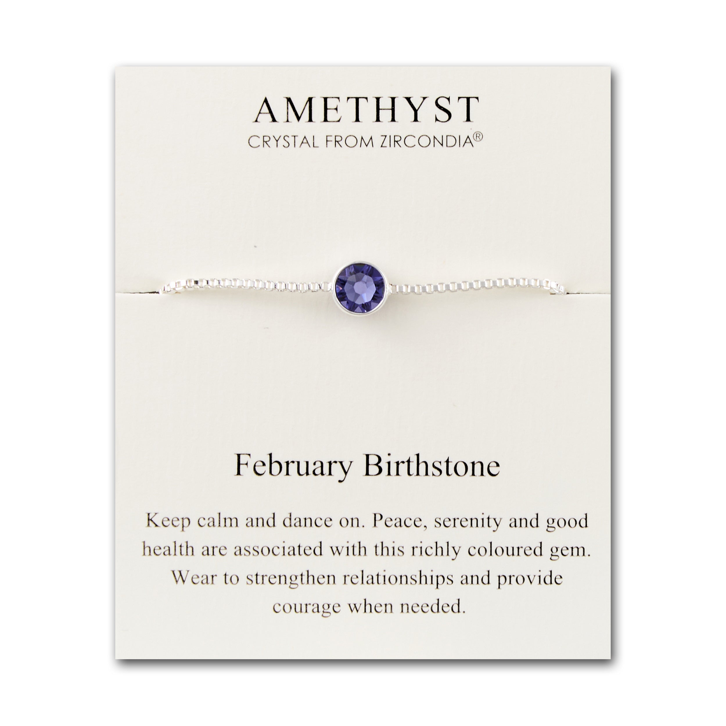 February (Amethyst) Birthstone Bracelet Created with Zircondia® Crystals