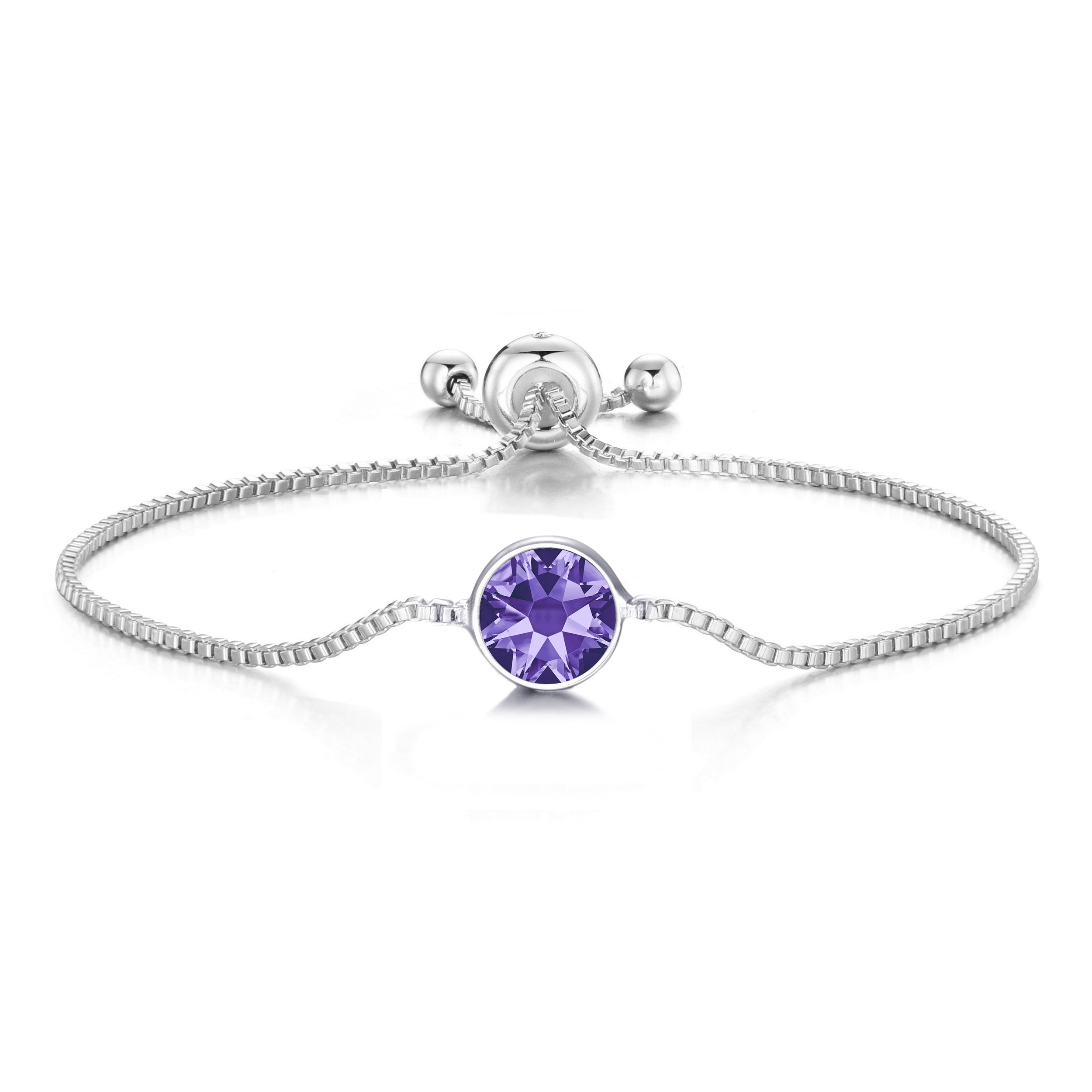 Light Purple Crystal Bracelet Created with Zircondia® Crystals by Philip Jones Jewellery