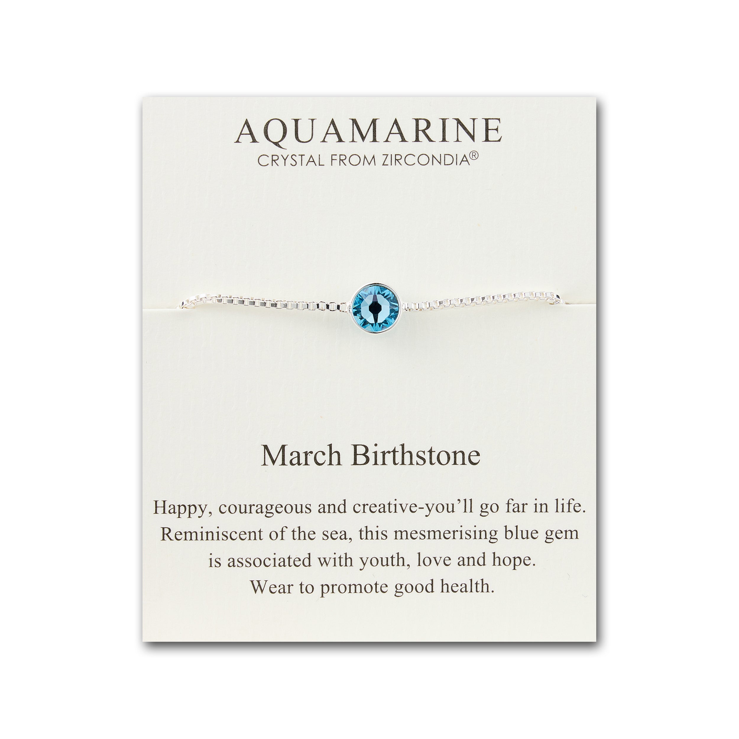 March (Aquamarine) Birthstone Bracelet Created with Zircondia® Crystals