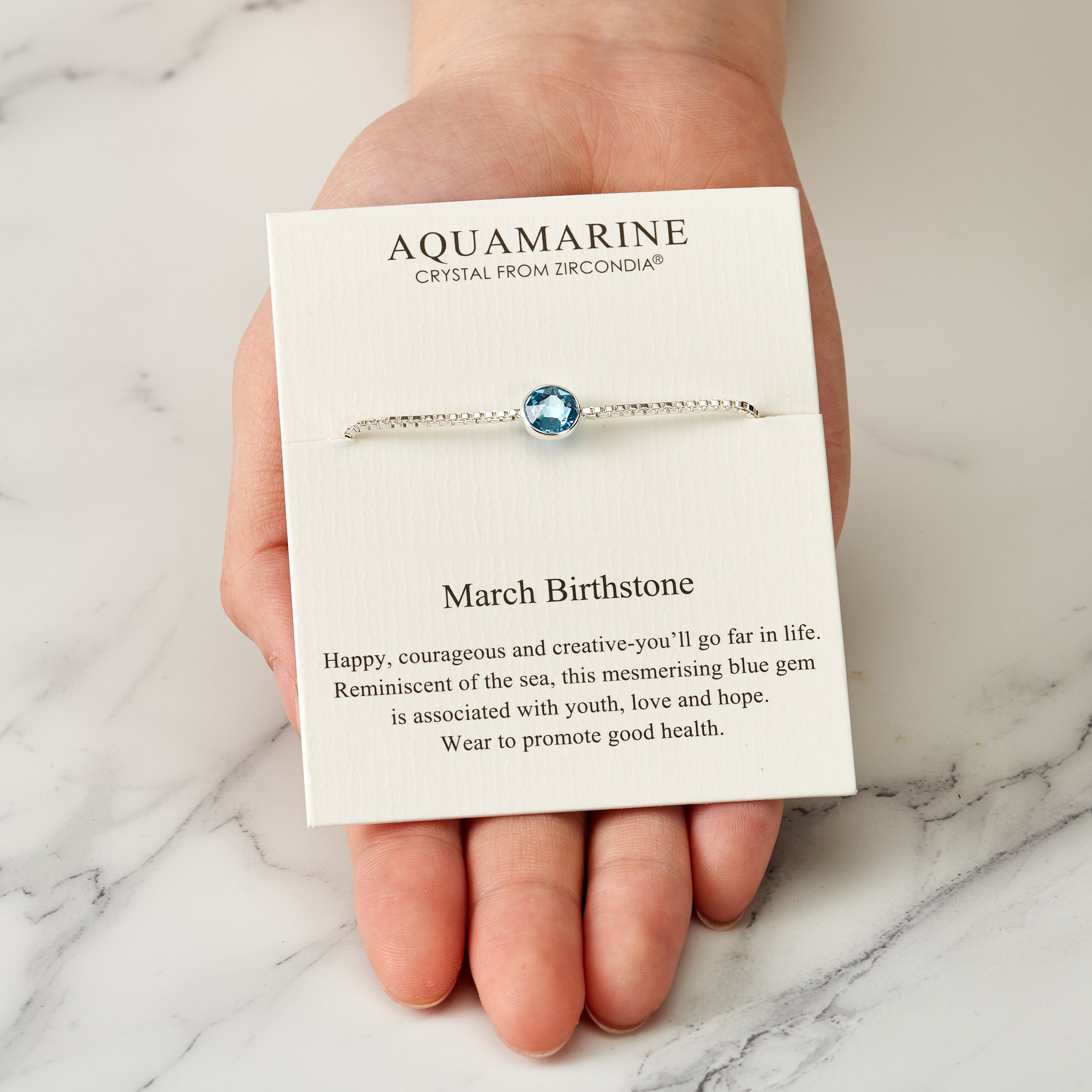March (Aquamarine) Birthstone Bracelet Created with Zircondia® Crystals
