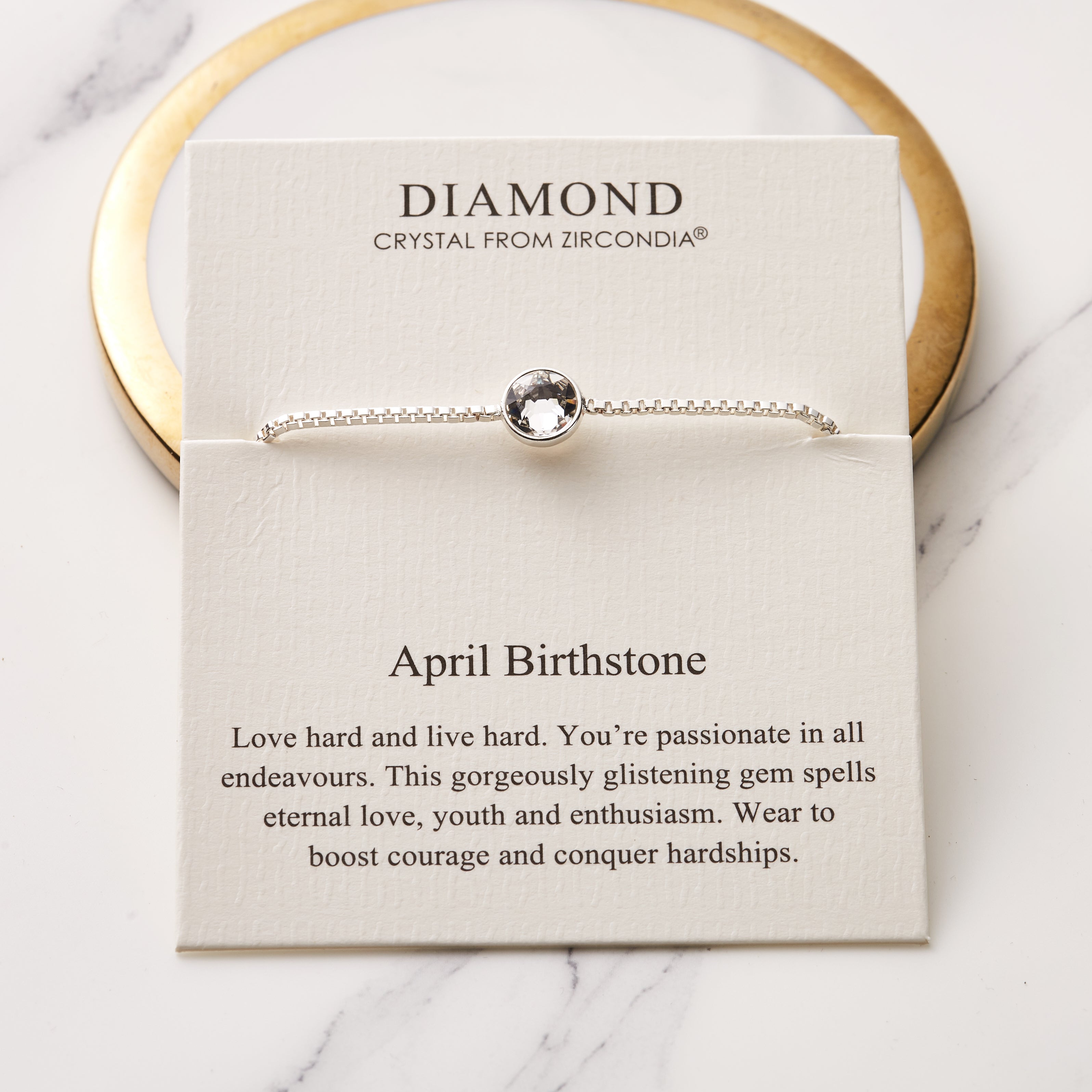 18K Gold Diamond Bezel Chain Ring (April Birthstone)