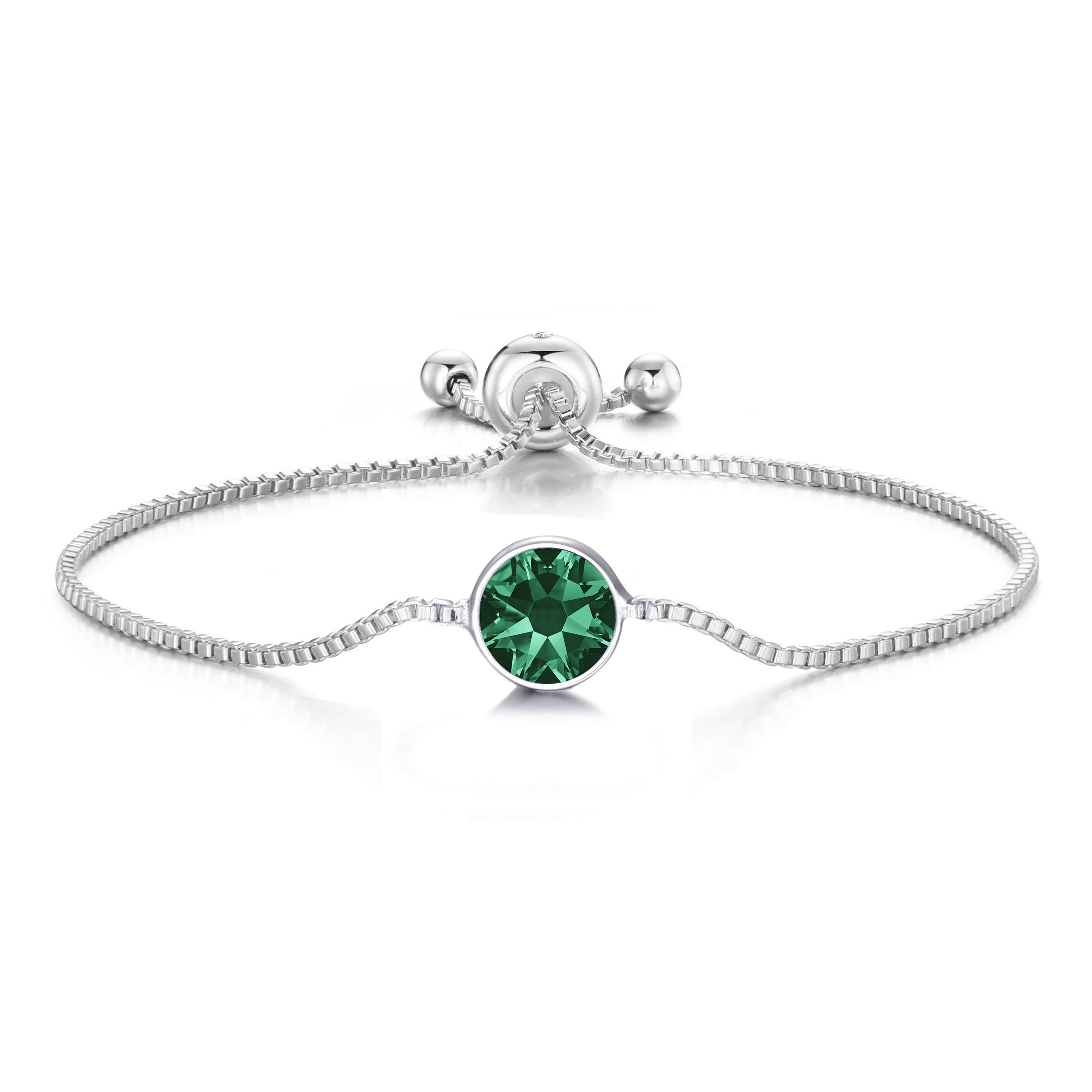 Green Crystal Bracelet Created with Zircondia® Crystals by Philip Jones Jewellery