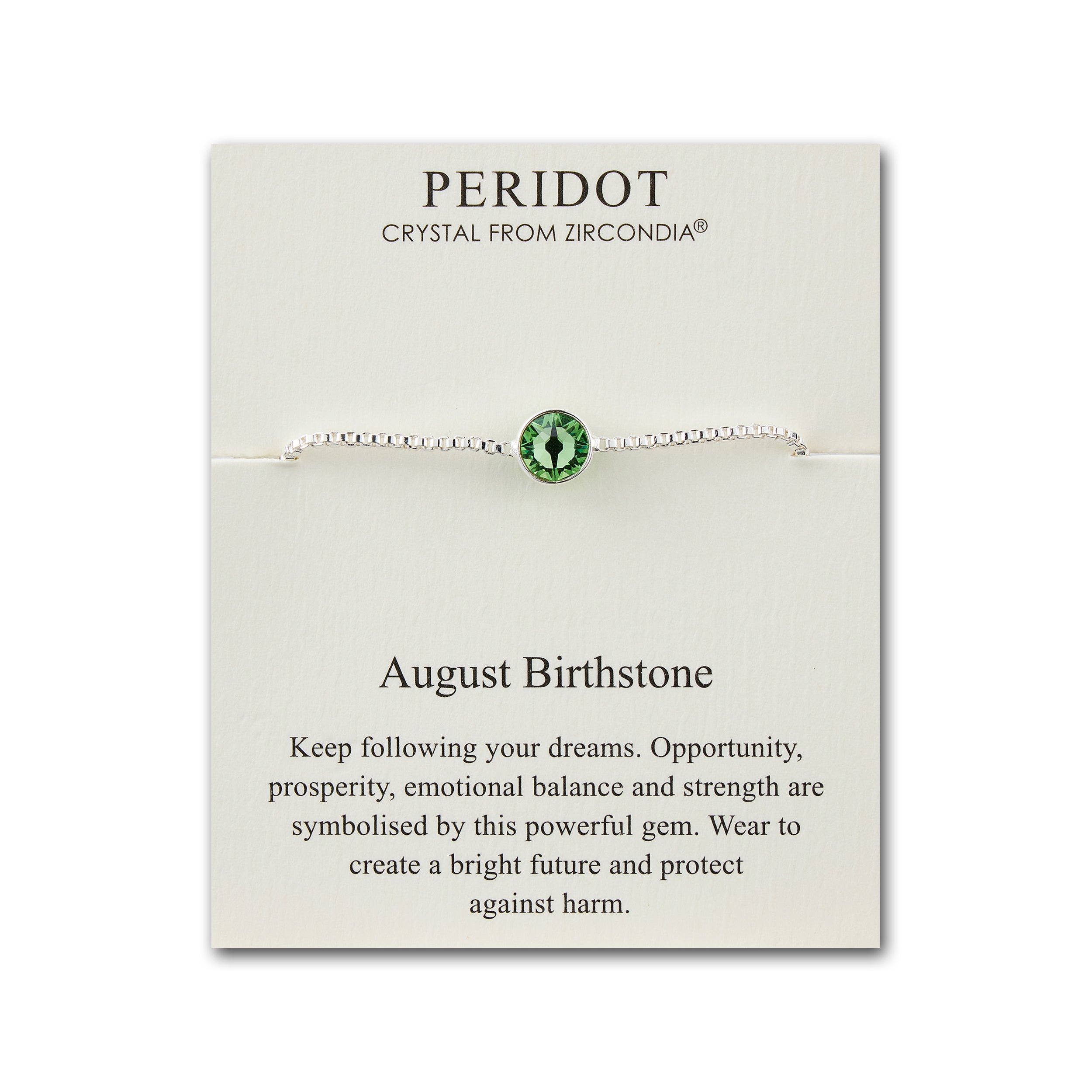 August (Peridot) Birthstone Bracelet Created with Zircondia® Crystals