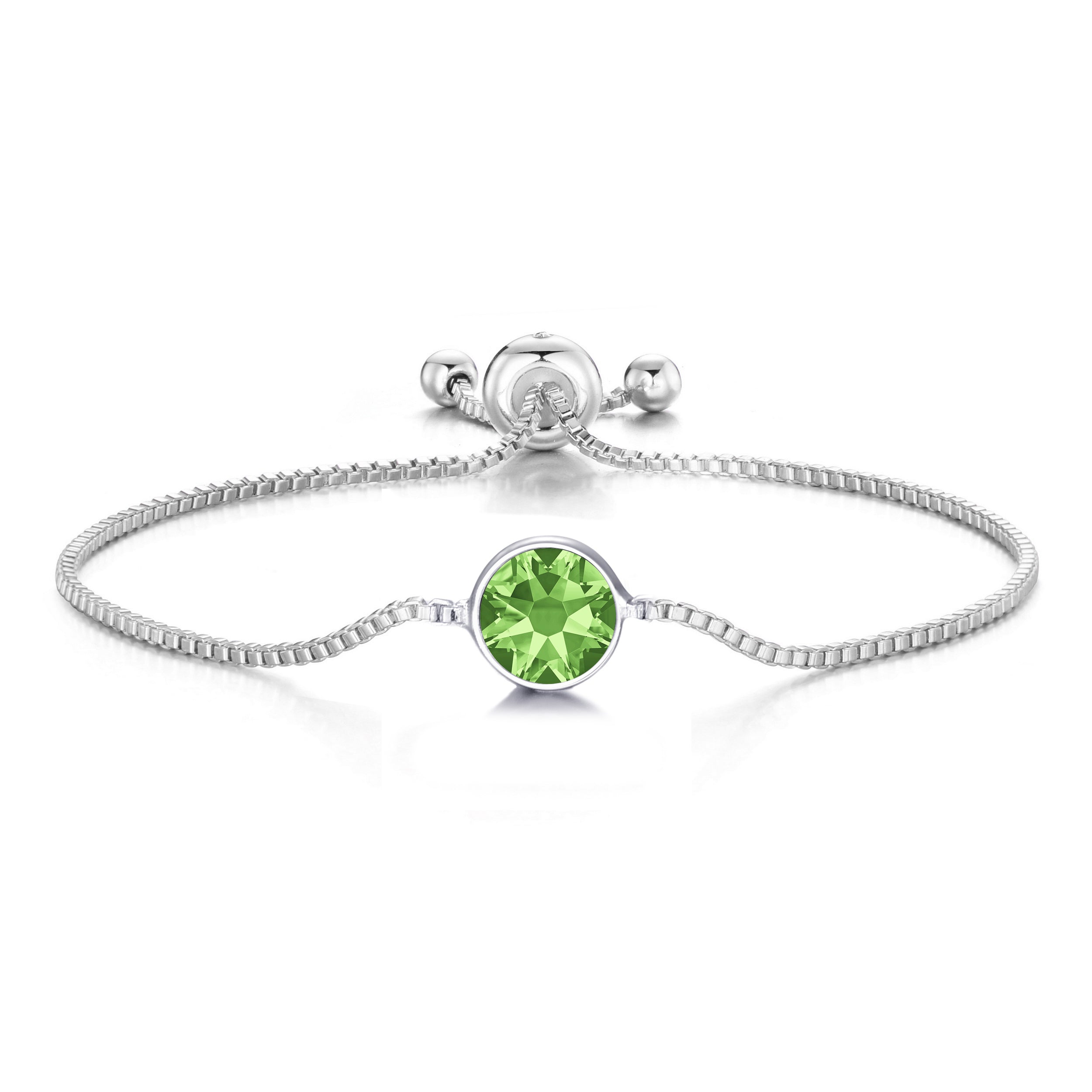 Light Green Crystal Bracelet Created with Zircondia® Crystals by Philip Jones Jewellery