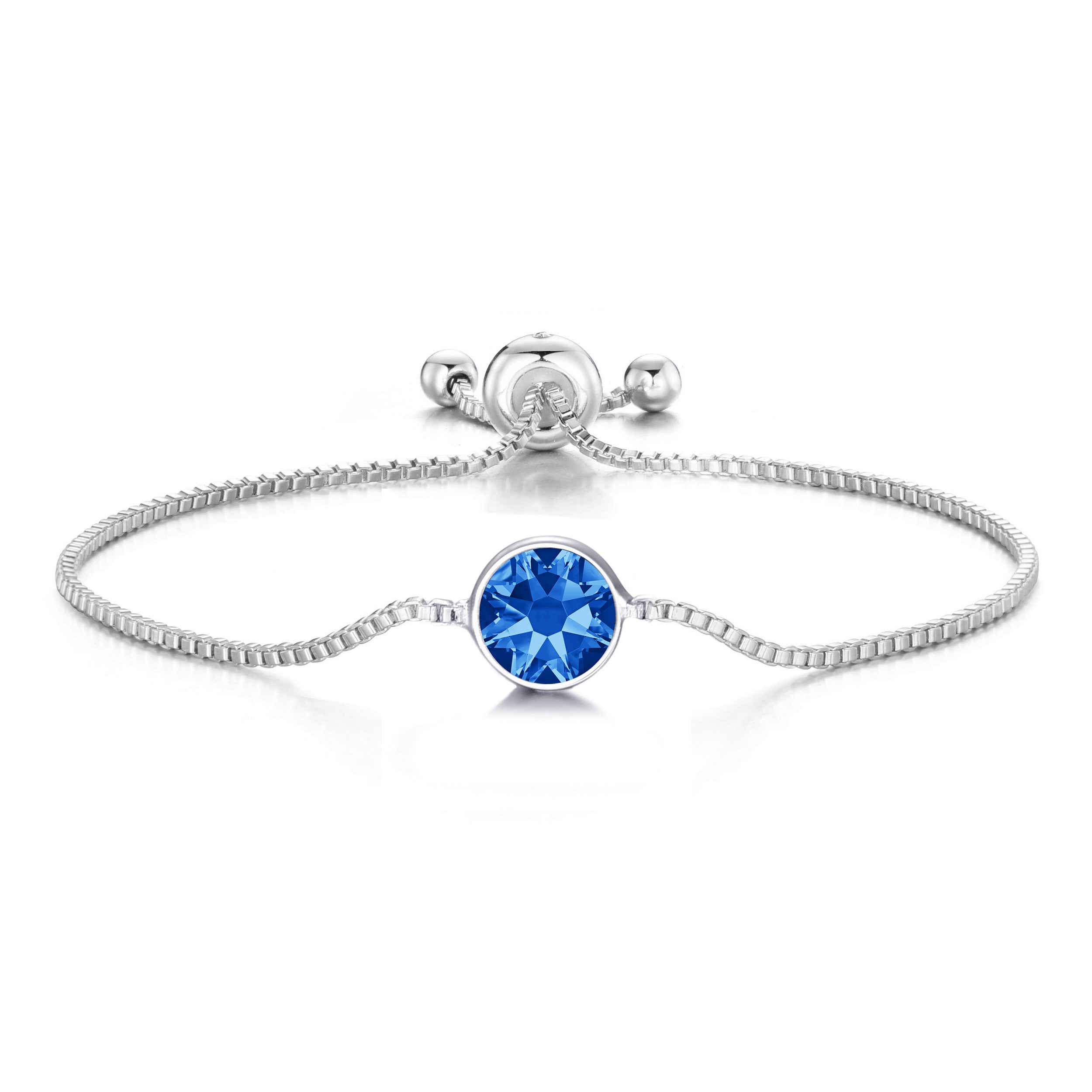 Dark Blue Crystal Bracelet Created with Zircondia® Crystals by Philip Jones Jewellery