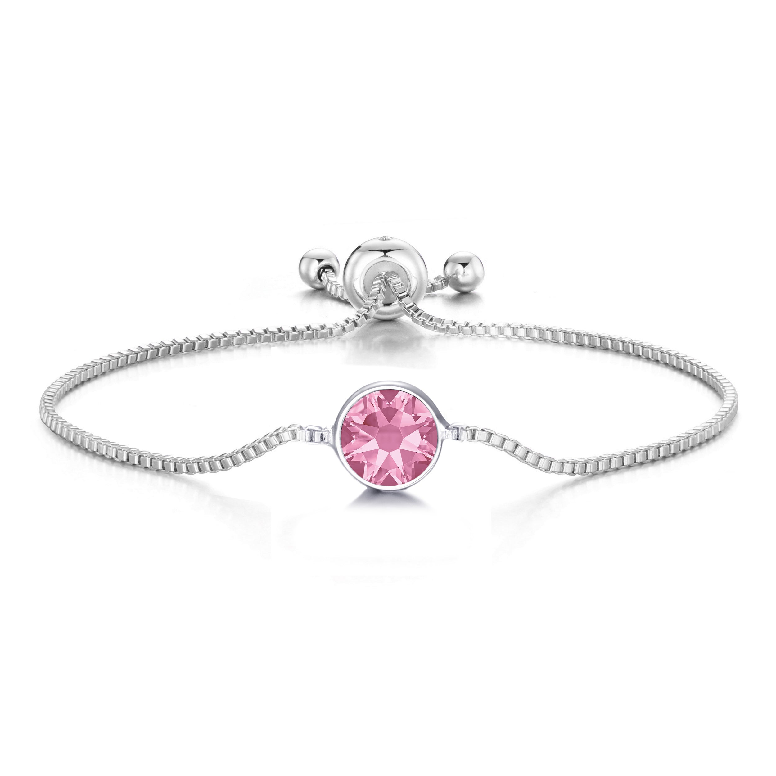 Pink Crystal Bracelet Created with Zircondia® Crystals by Philip Jones Jewellery