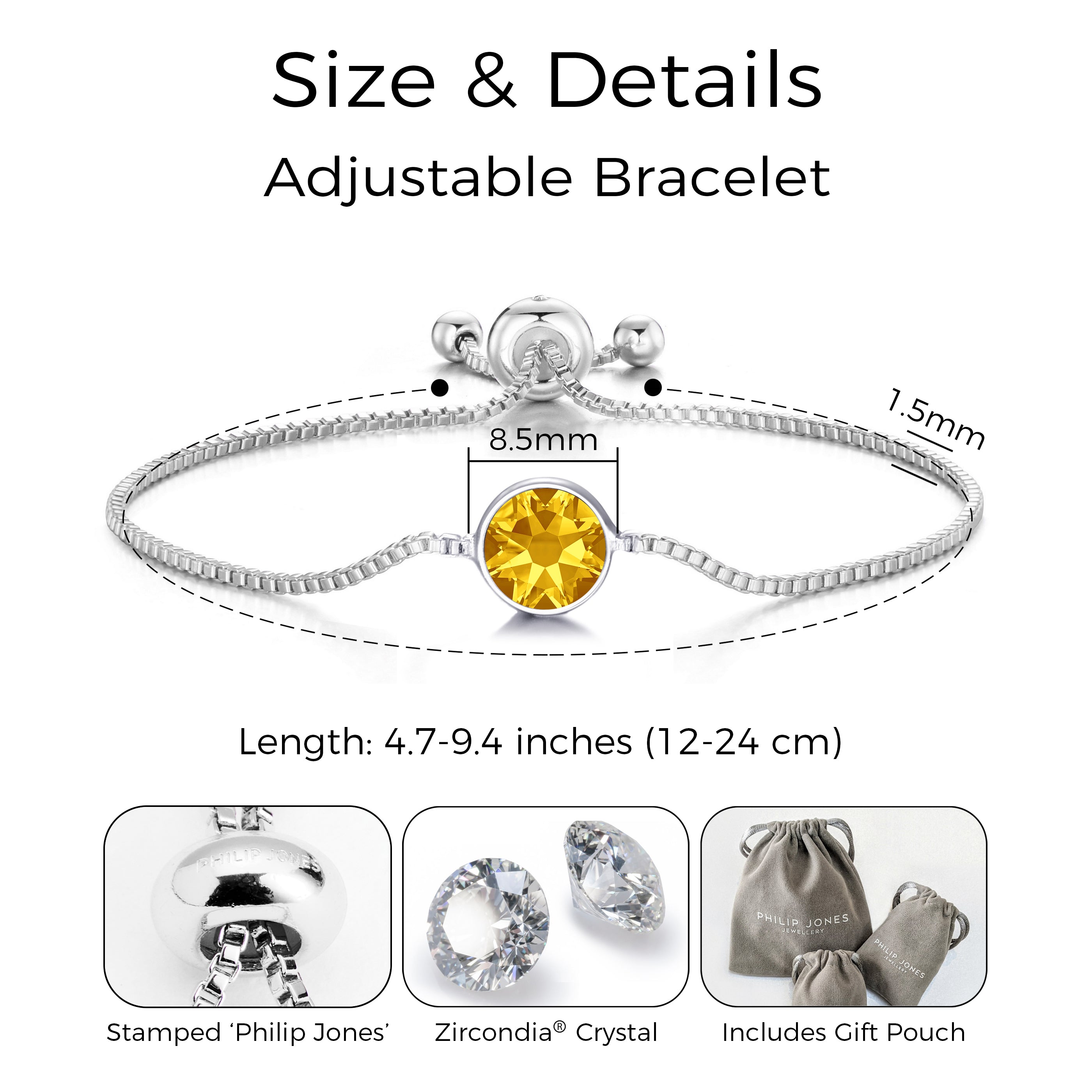 Yellow Crystal Bracelet Created with Zircondia® Crystals