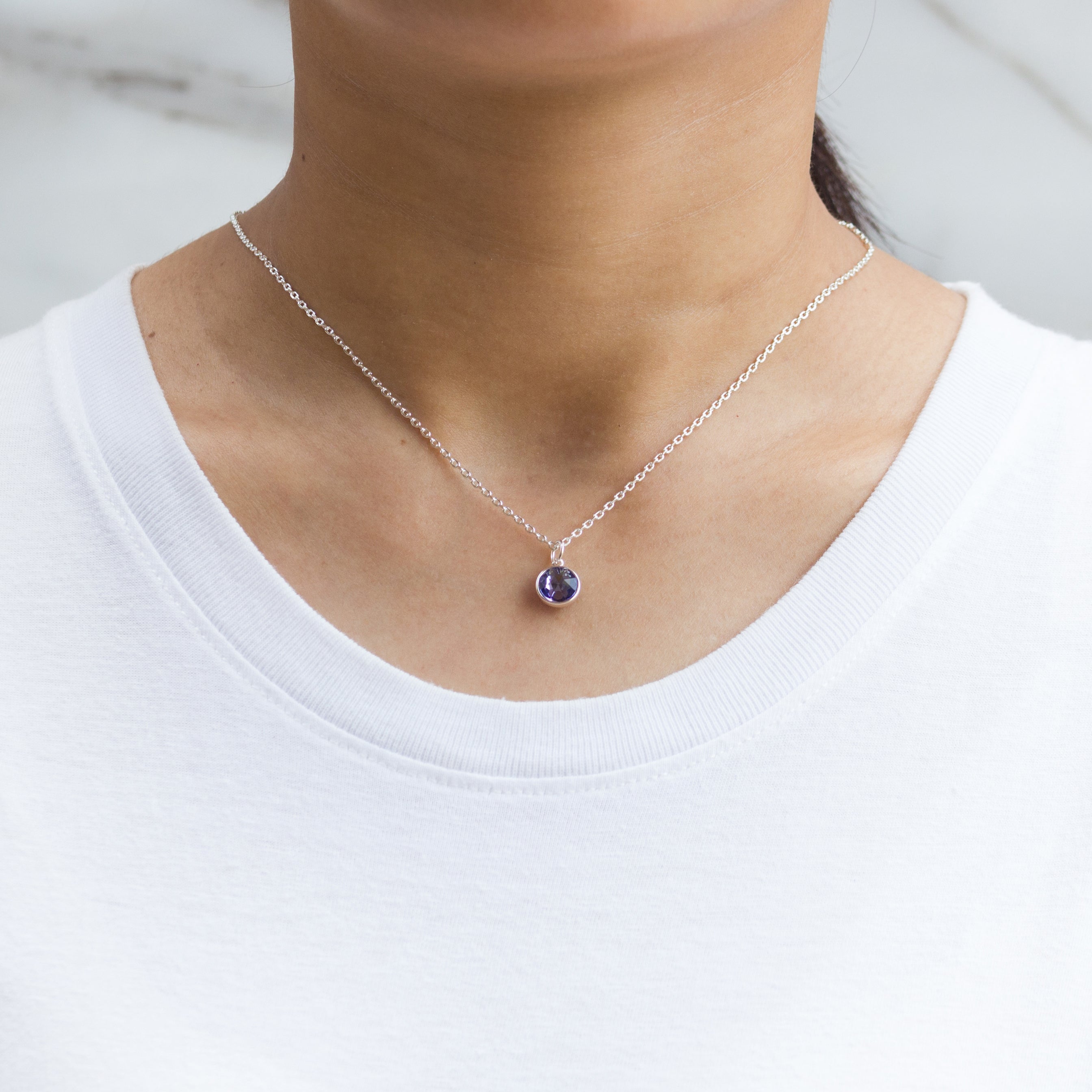 February (Amethyst) Birthstone Necklace & Drop Earrings Set Created with Zircondia® Crystals